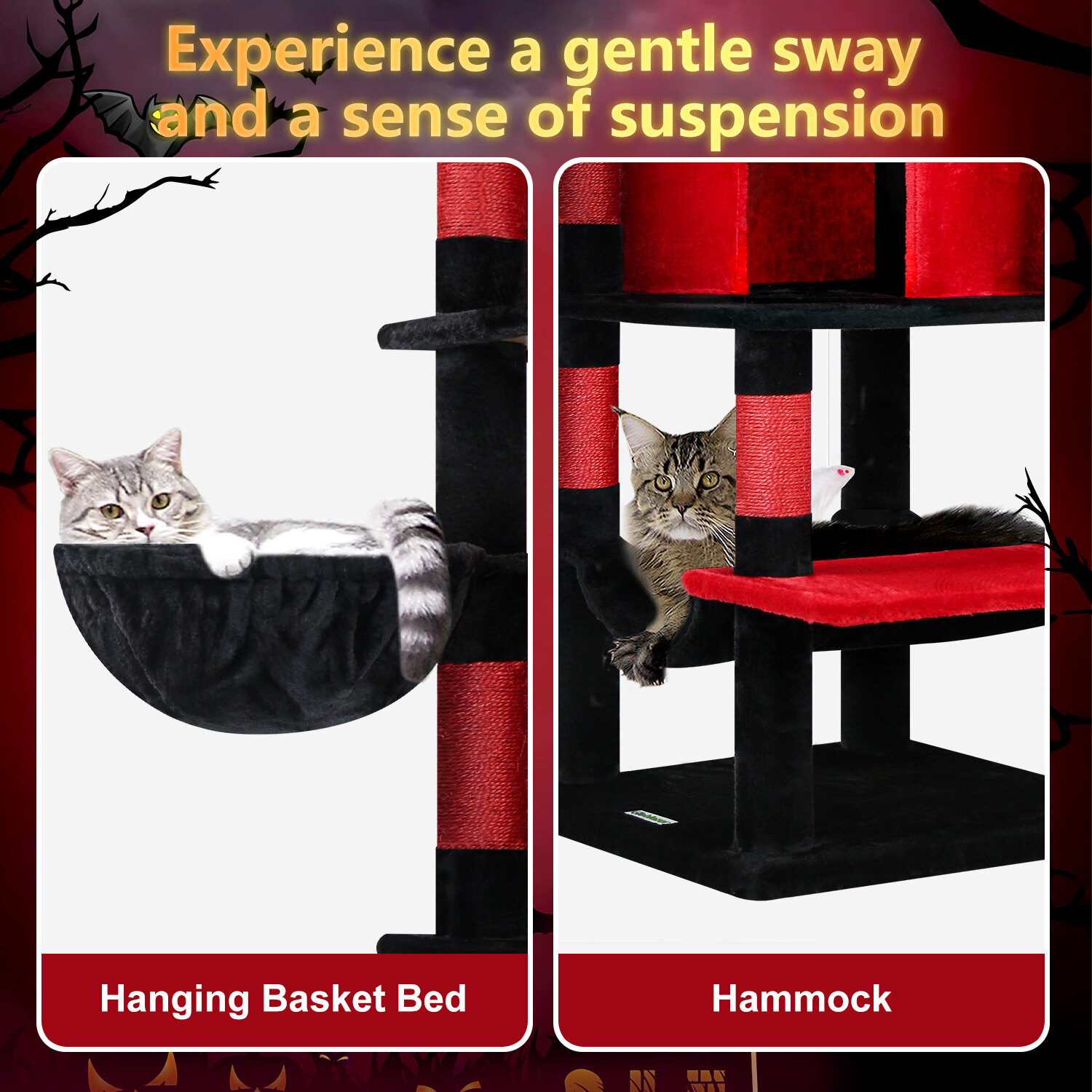 globlazer-c66-arbre-chat-d-angle-168-cm-rouge-noir image 5