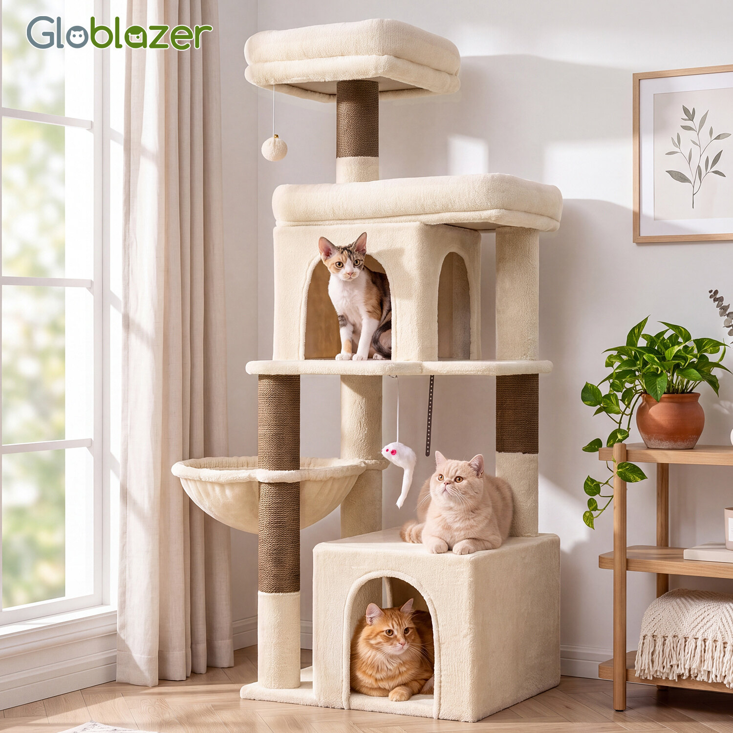globlazer-f-series-f54-arbre-chat-beige-2-niches-chaton image 8