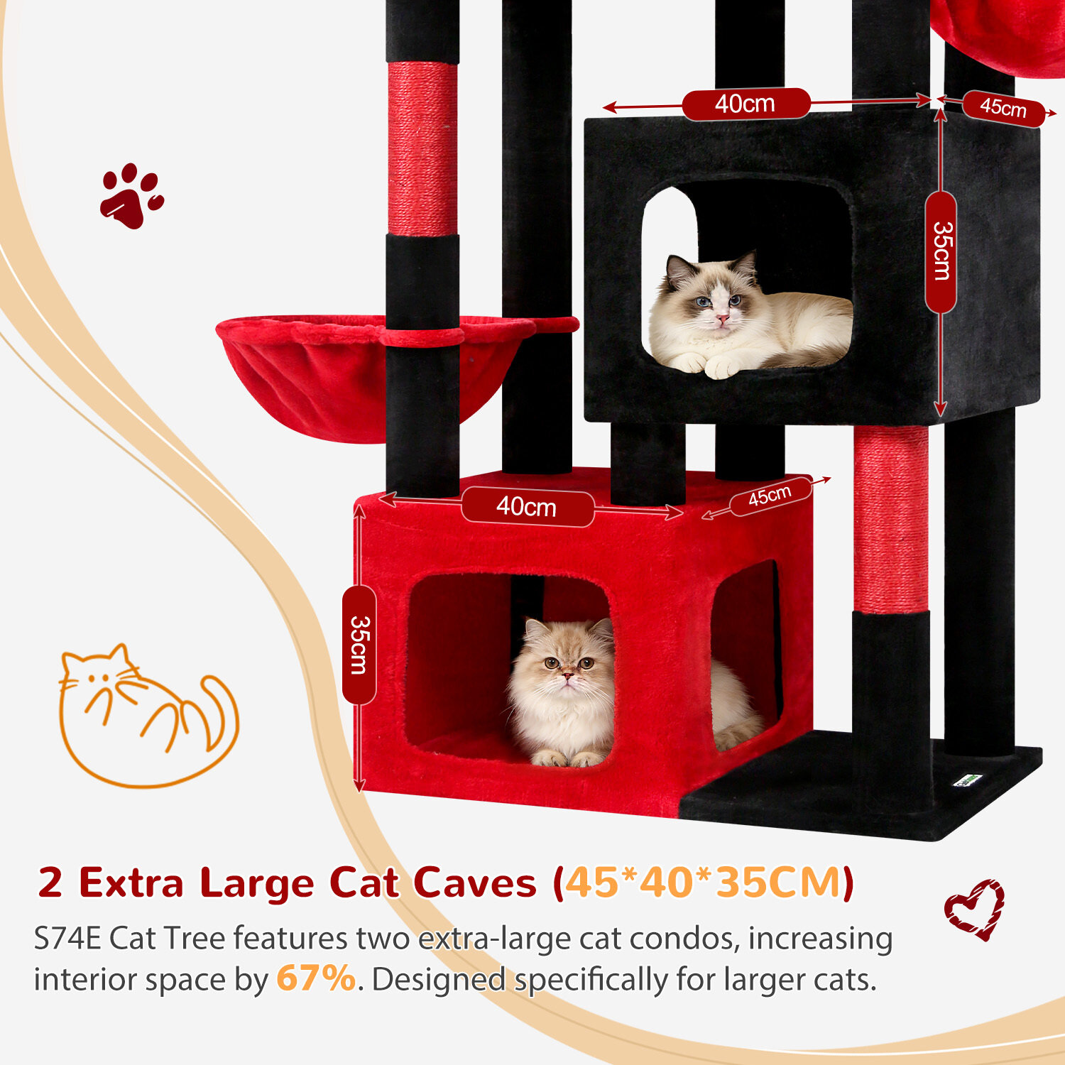 globlazer-s-series-s74e-arbre-chat-rouge-noir-188-cm-robuste image 3