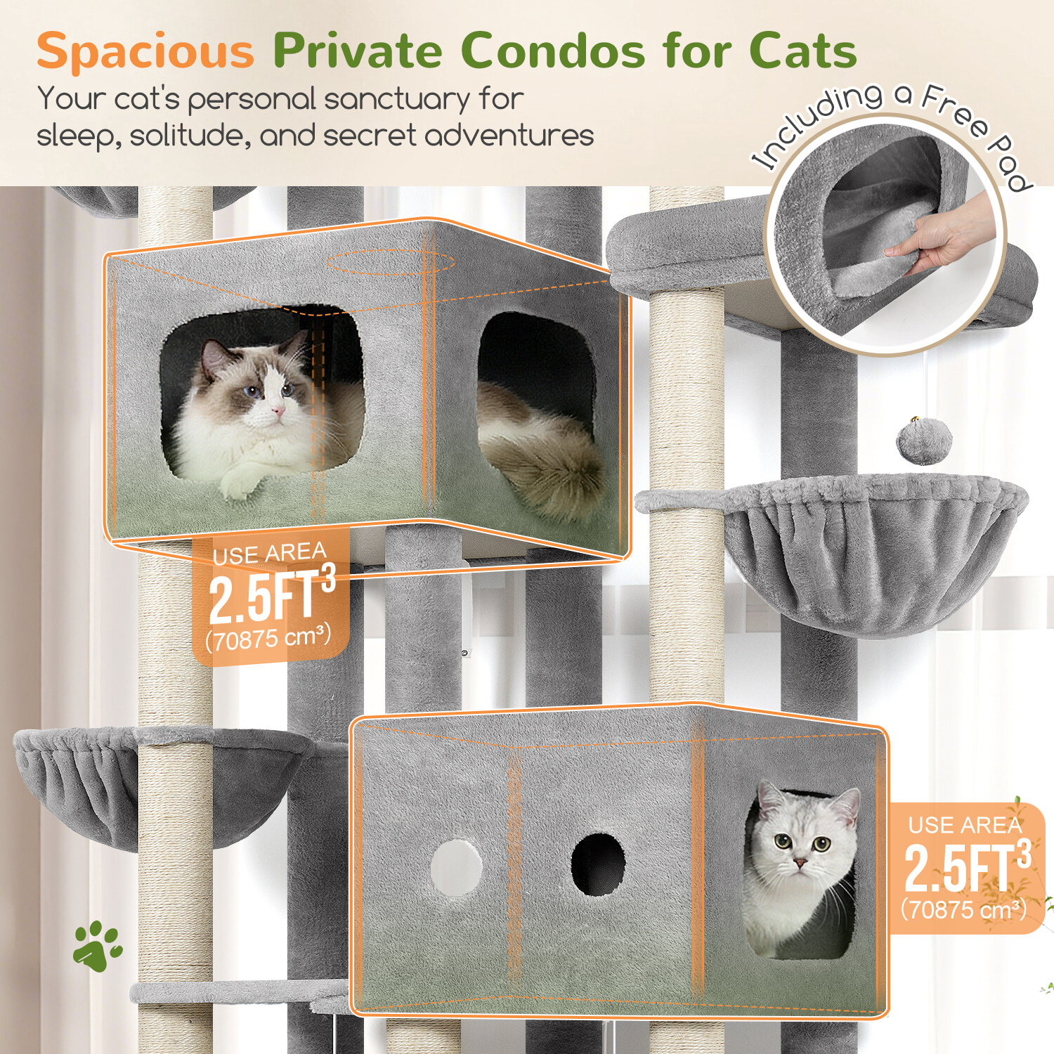 globlazer-s81-arbre-chat-gris-clair-81-pouces-grand-chat image 5