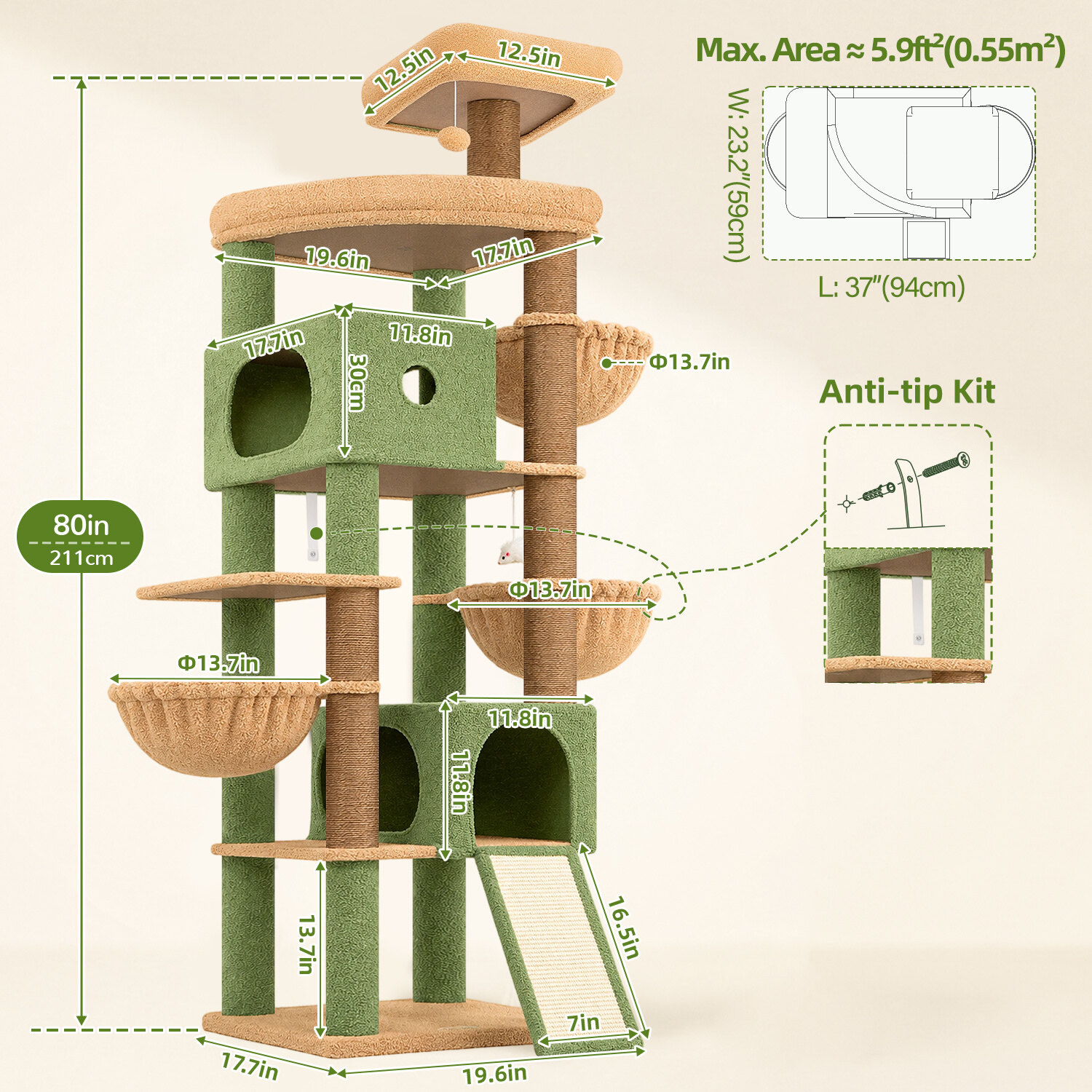 globlazer-f83c-arbre-chat-cactus-extra-grand-pour-grand-chat image 7