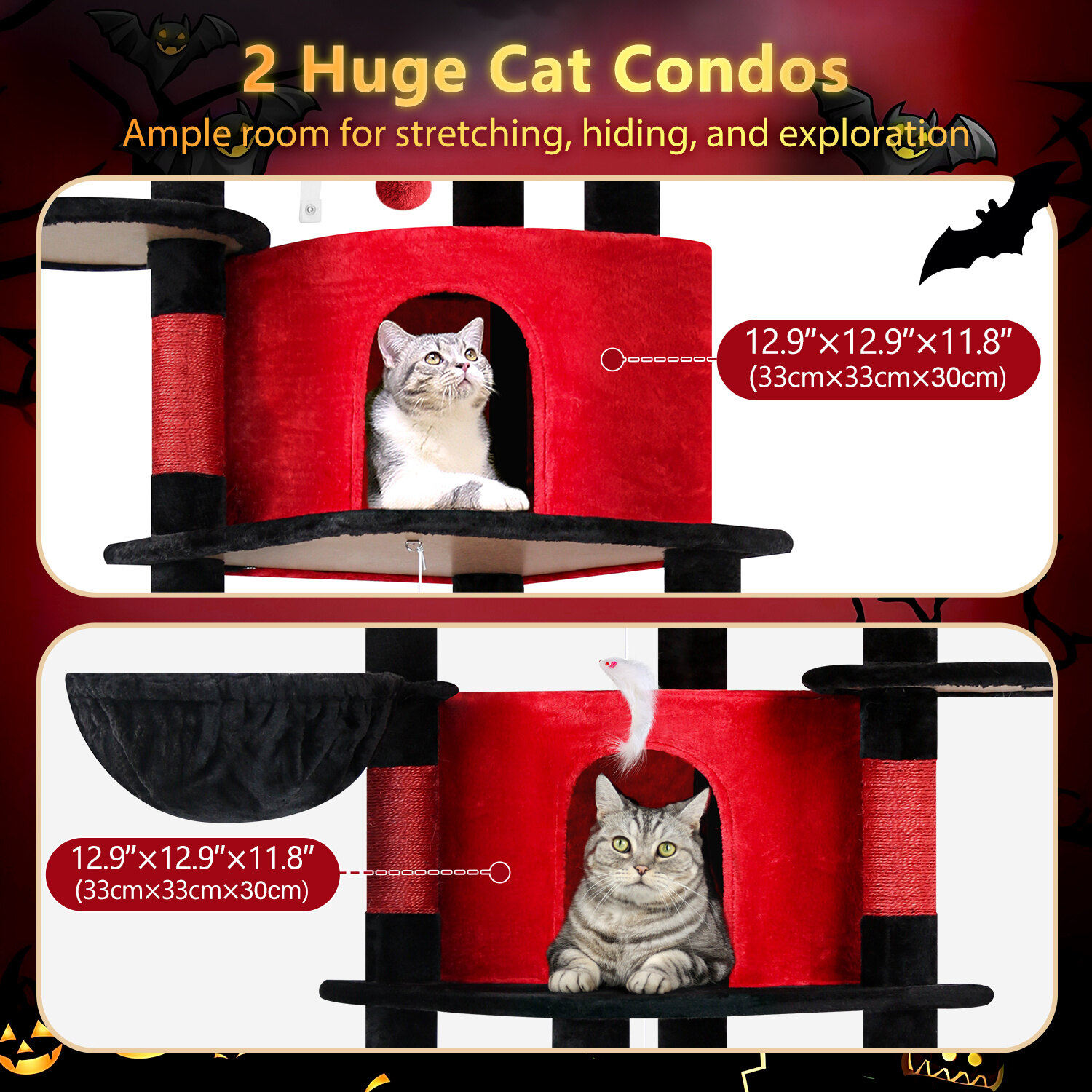 globlazer-c66-arbre-chat-d-angle-168-cm-rouge-noir image 4