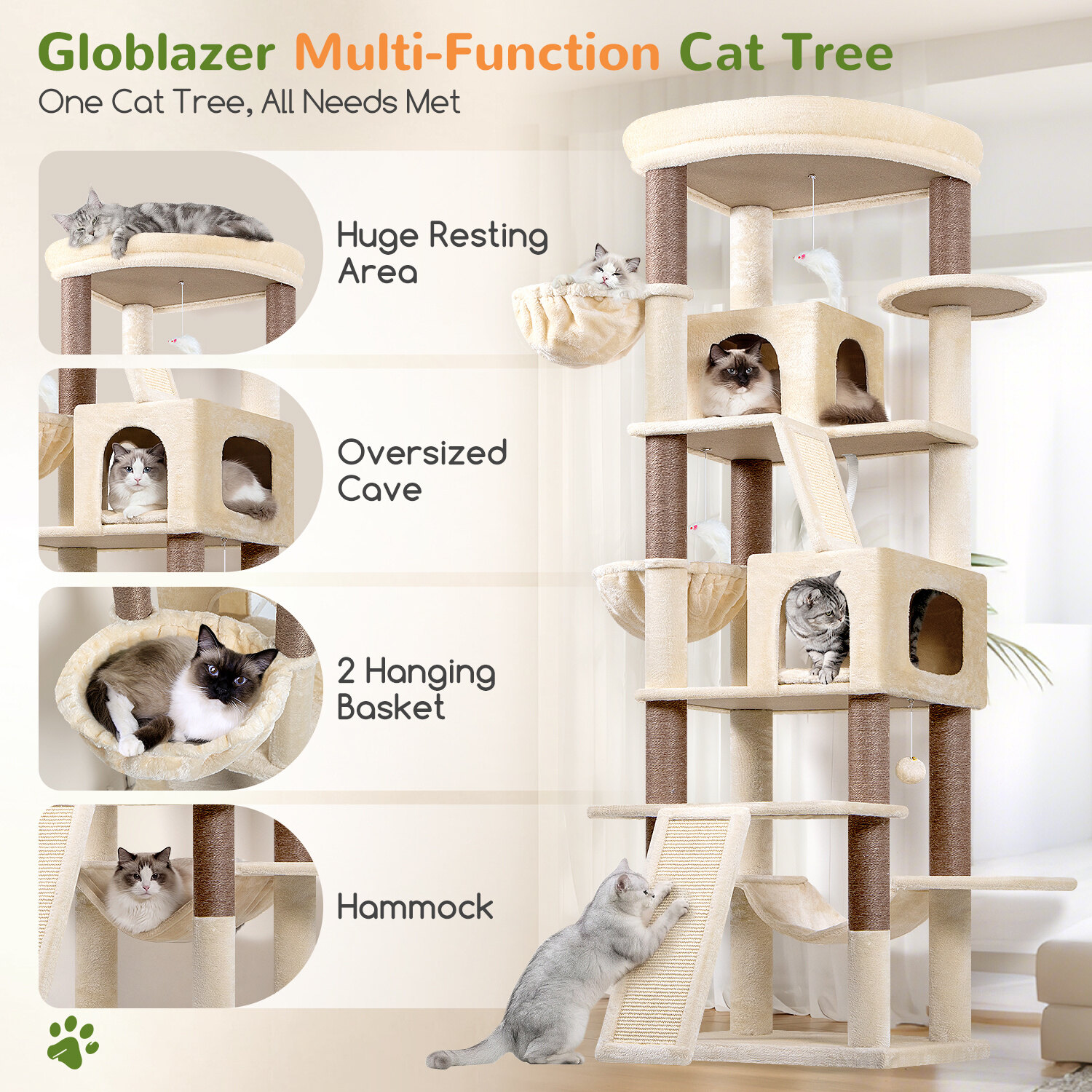 globlazer-s-series-s81f-arbre-chat-beige-206-cm image 4