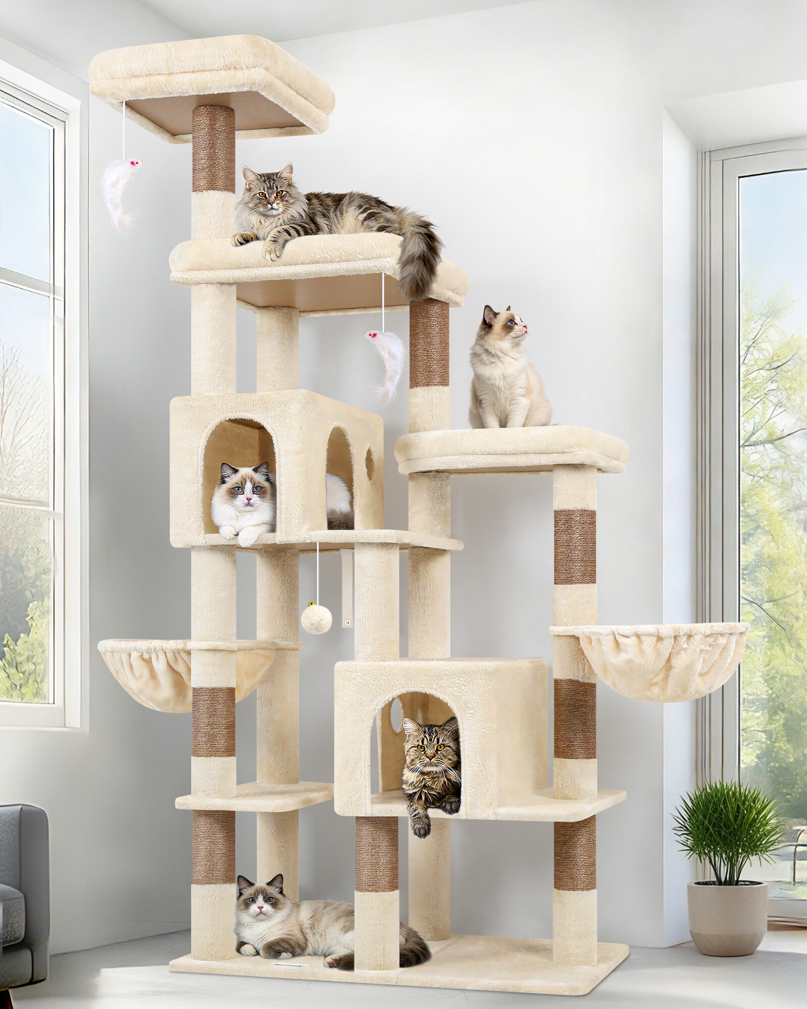 globlazer-f-series-f74f-arbre-chat-beige-74-pouces-stable image 1
