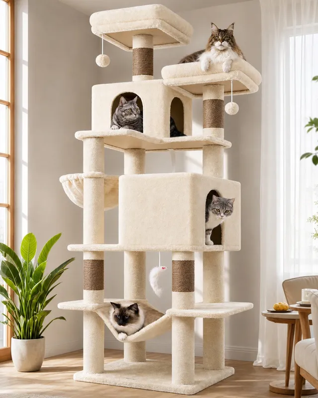 globlazer-f76-arbre-chat-76-pouces-beige-grand image 1