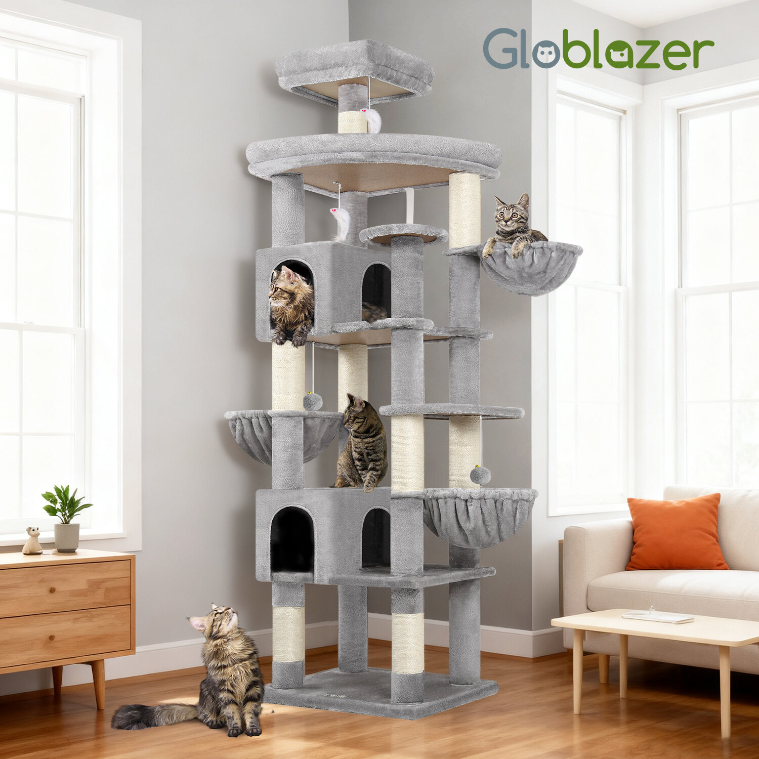 globlazer-s-series-s82-arbre-chat-gris-clair-82-pouces-robuste image 8