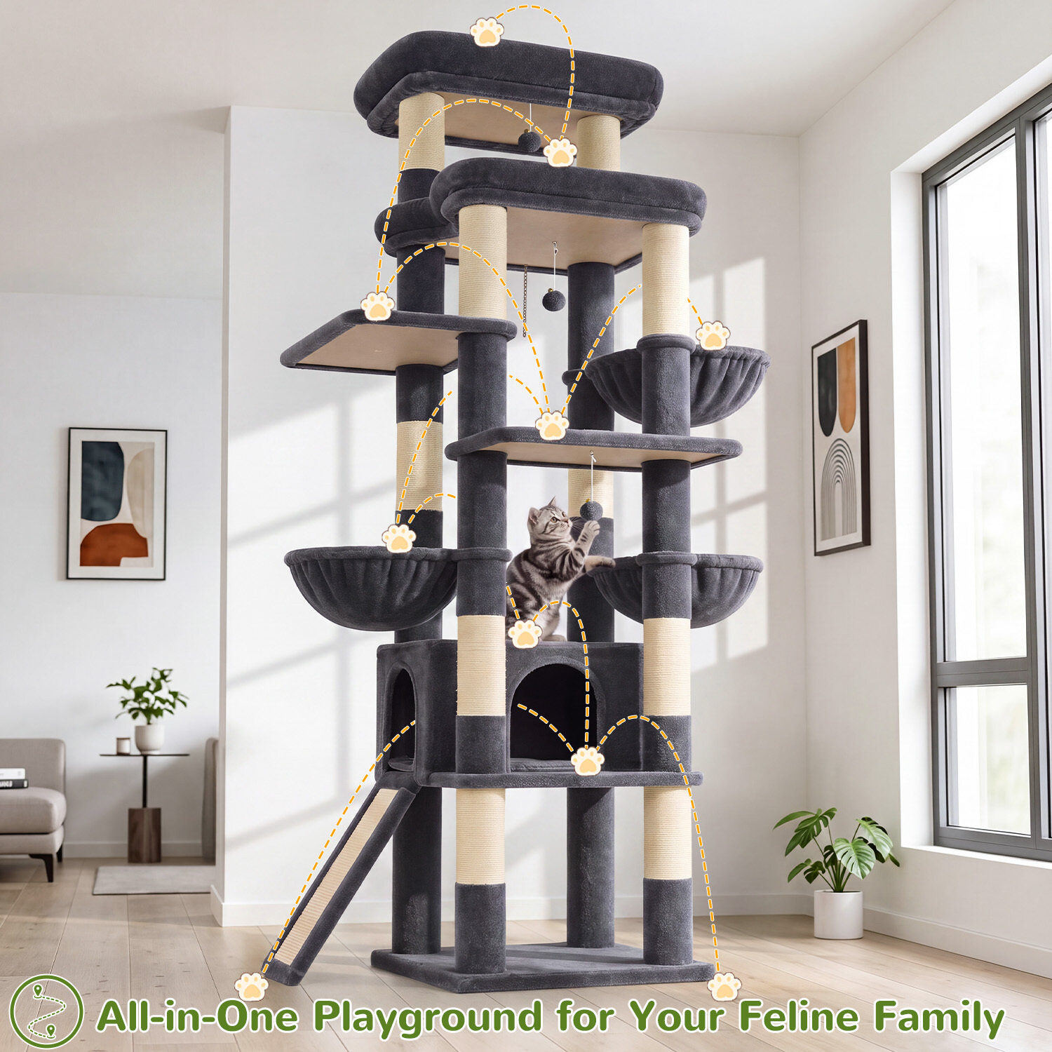 globlazer-s-series-s79c-arbre-chat-gris-fonc-79-pouces-robuste image 4