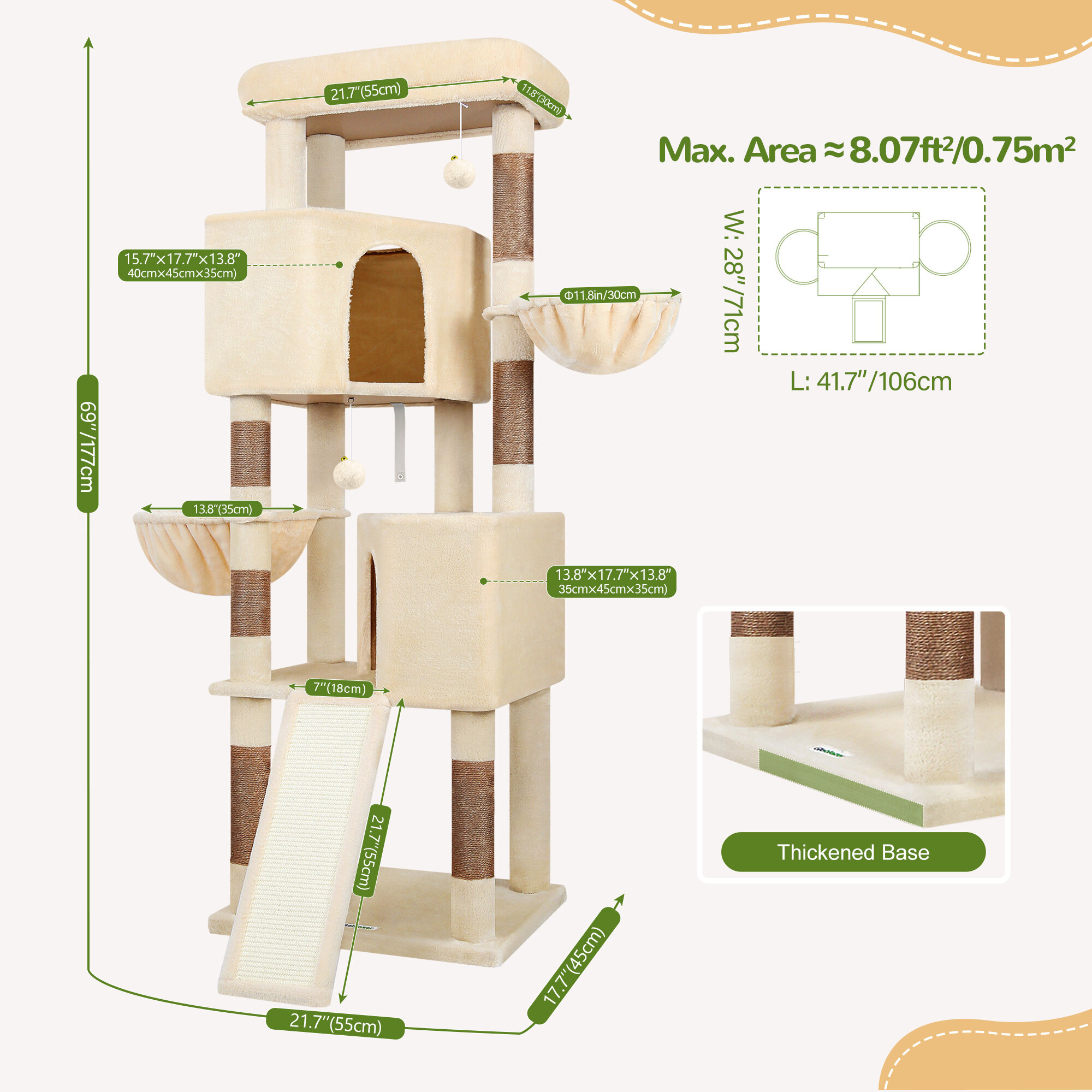 globlazer-s-series-s69b-arbre-chat-beige-175-cm-grand image 4