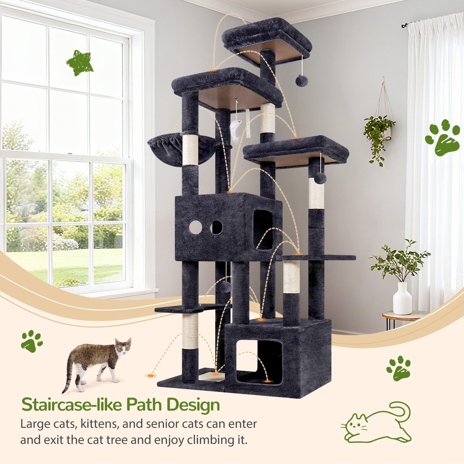 globlazer-f-series-f80e-arbre-chat-gris-fonc-80-pouces-xxl image 6