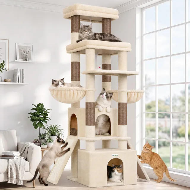 globlazer-f-series-f74g-arbre-chat-beige-74-pouces-familial image 1