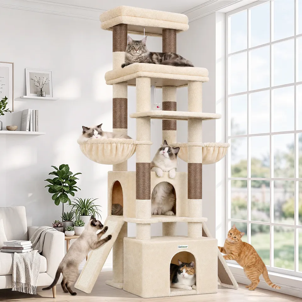 globlazer-f-series-f74g-arbre-chat-beige-74-pouces-familial image 1