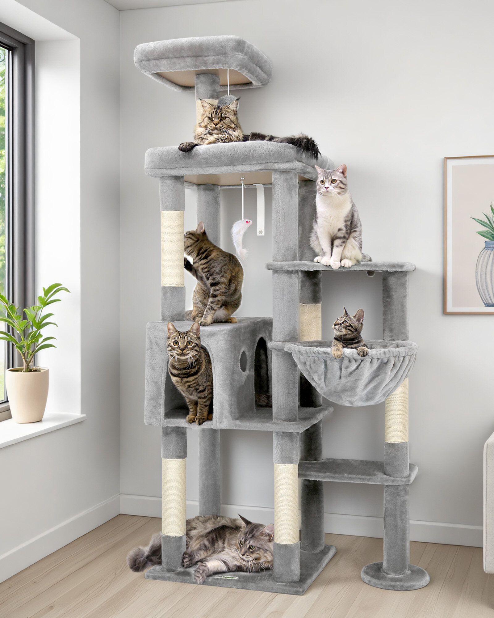 globlazer-f65b-arbre-chat-haut-gris-clair-165-cm image 1