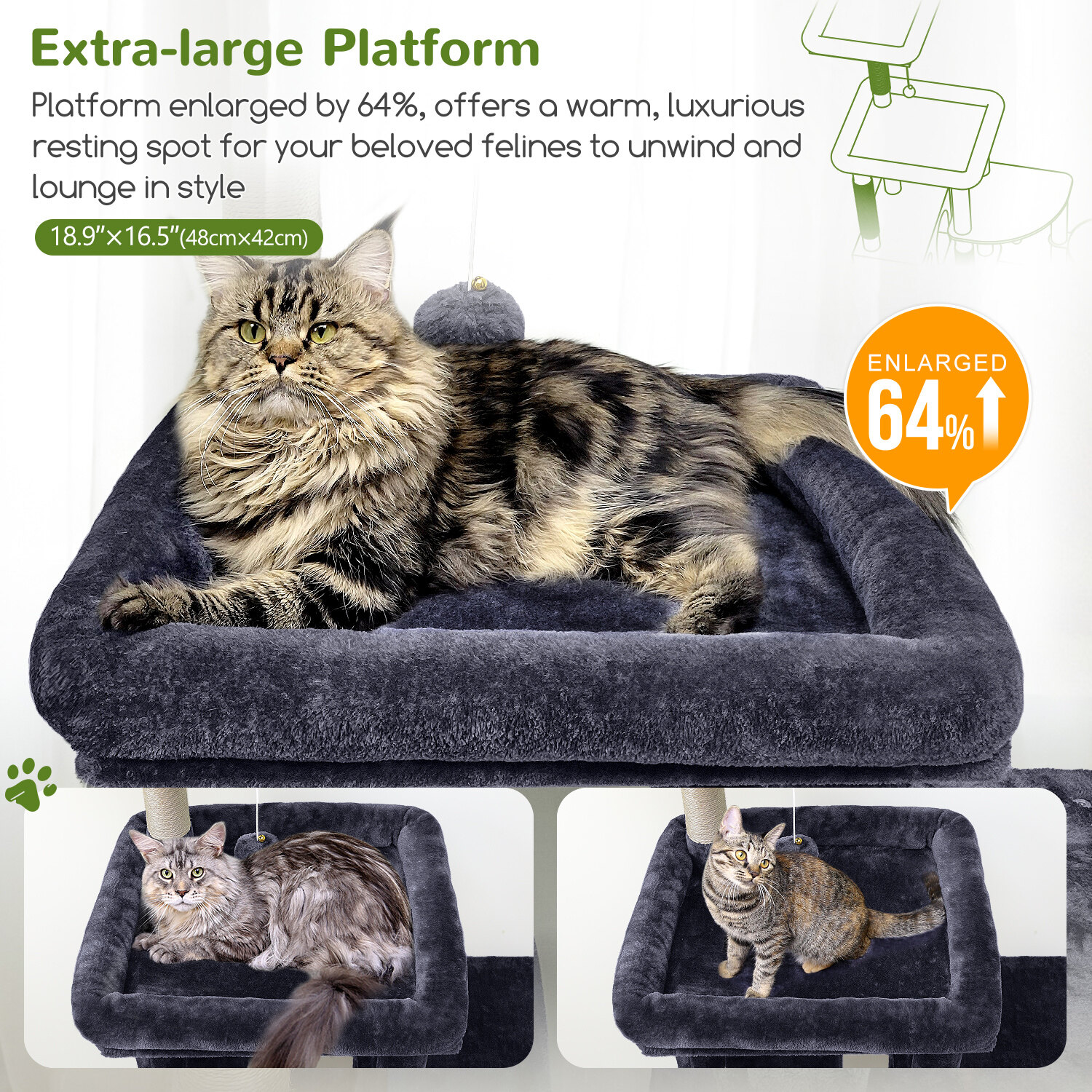 globlazer-f-series-f65b-arbre-chat-gris-fonc-165-cm image 4