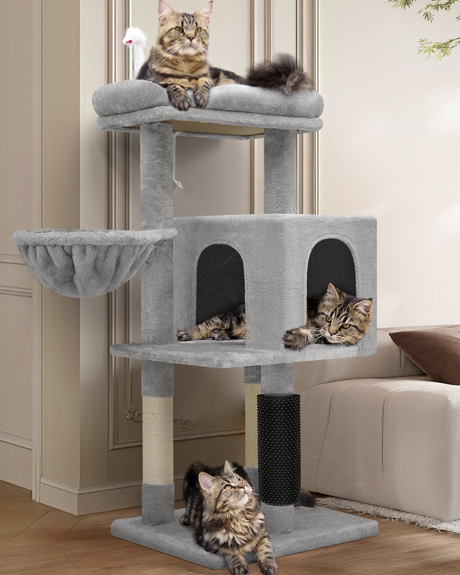 globlazer-f46b-arbre-chat-gris-clair-117-cm image 1