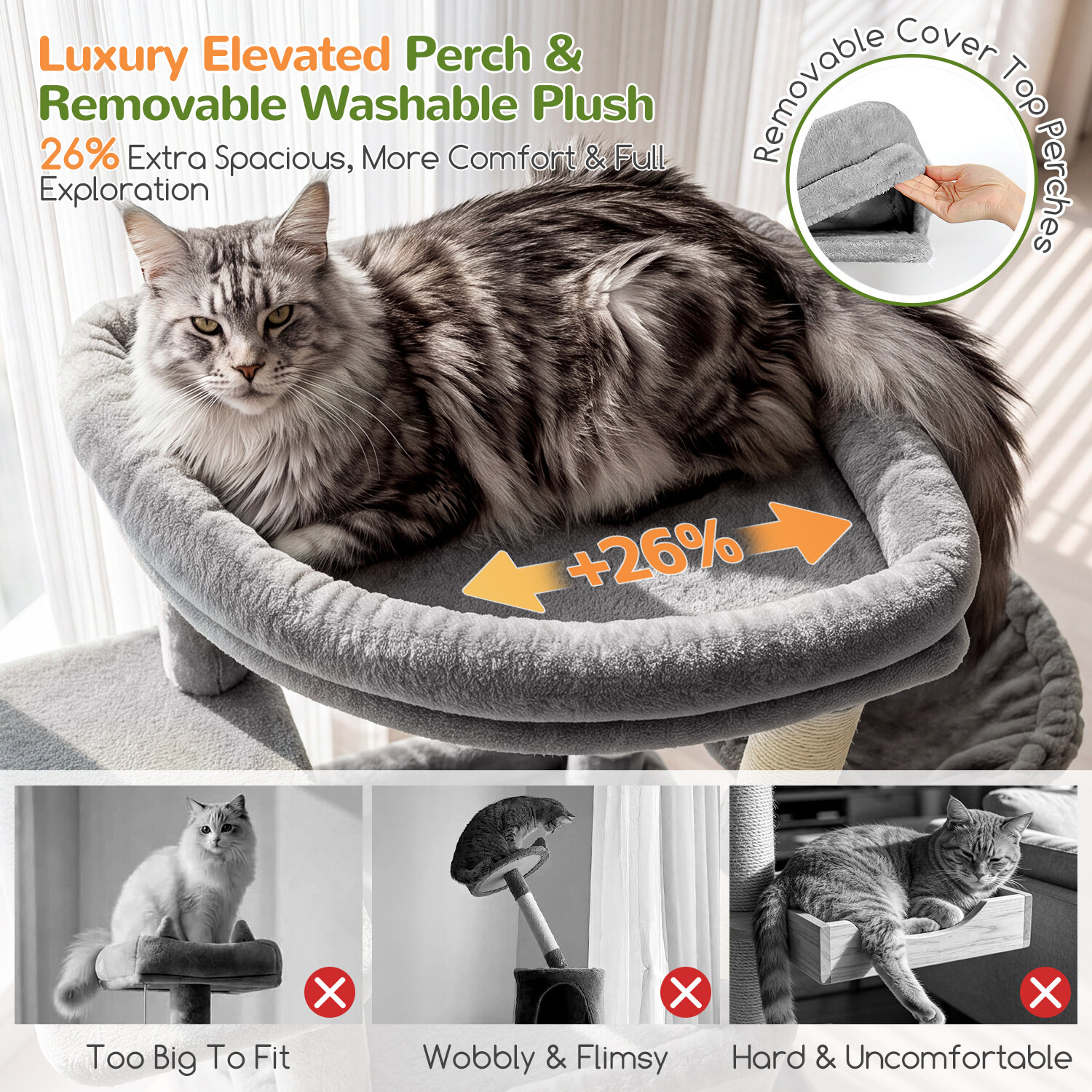 globlazer-s-series-s72g-arbre-chat-gris-clair-72-pouces-grand image 3