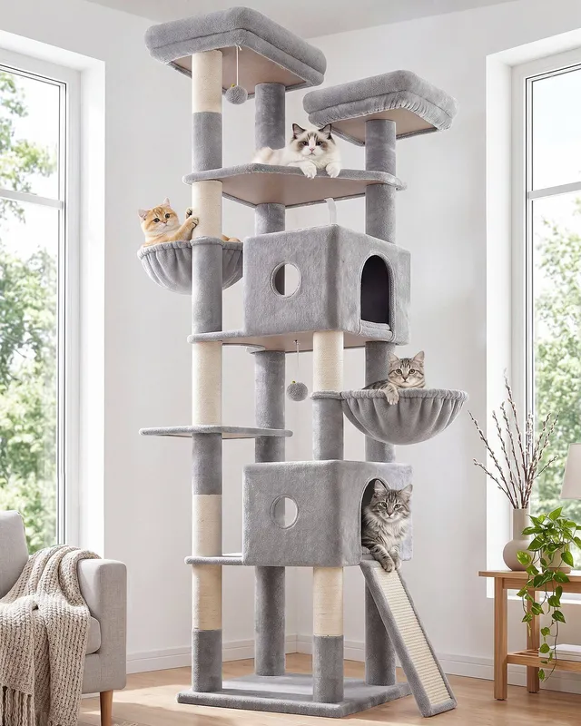 globlazer-f84g-arbre-chat-xxl-gris-clair-213-cm image 1