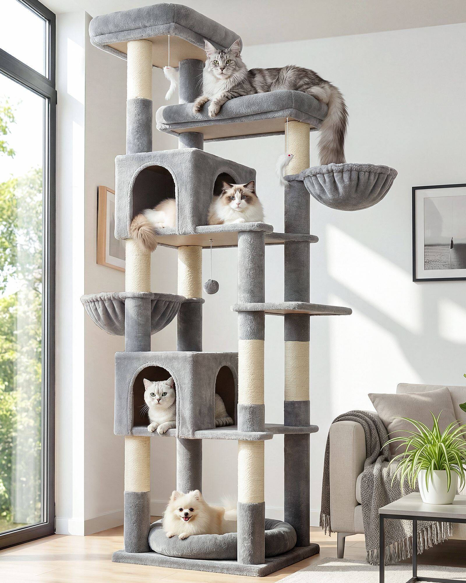 globlazer-s81c-arbre-chat-gris-clair-206-cm-xxl image 1