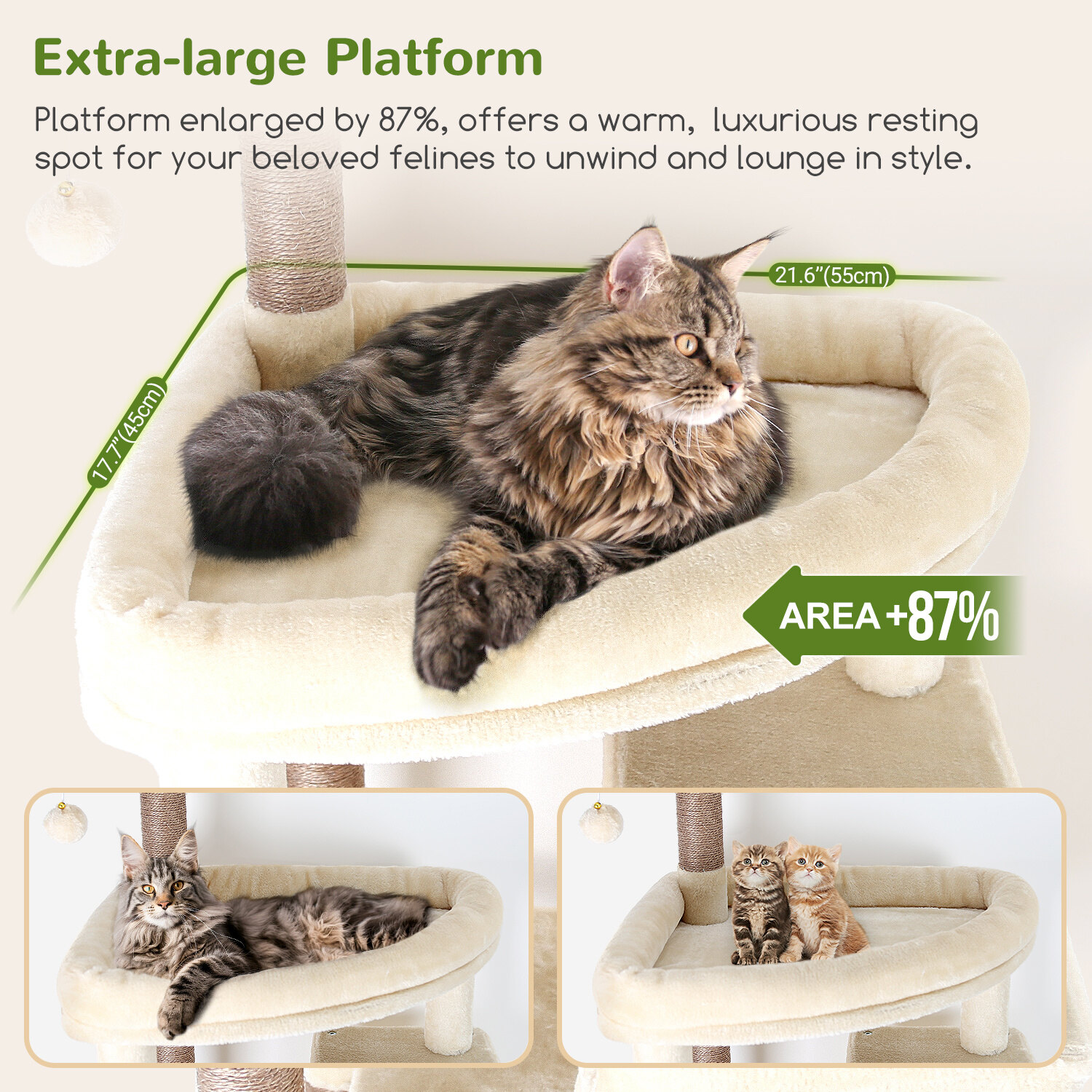 globlazer-f-series-f83-arbre-chat-beige-83-pouces-grands-chats image 3