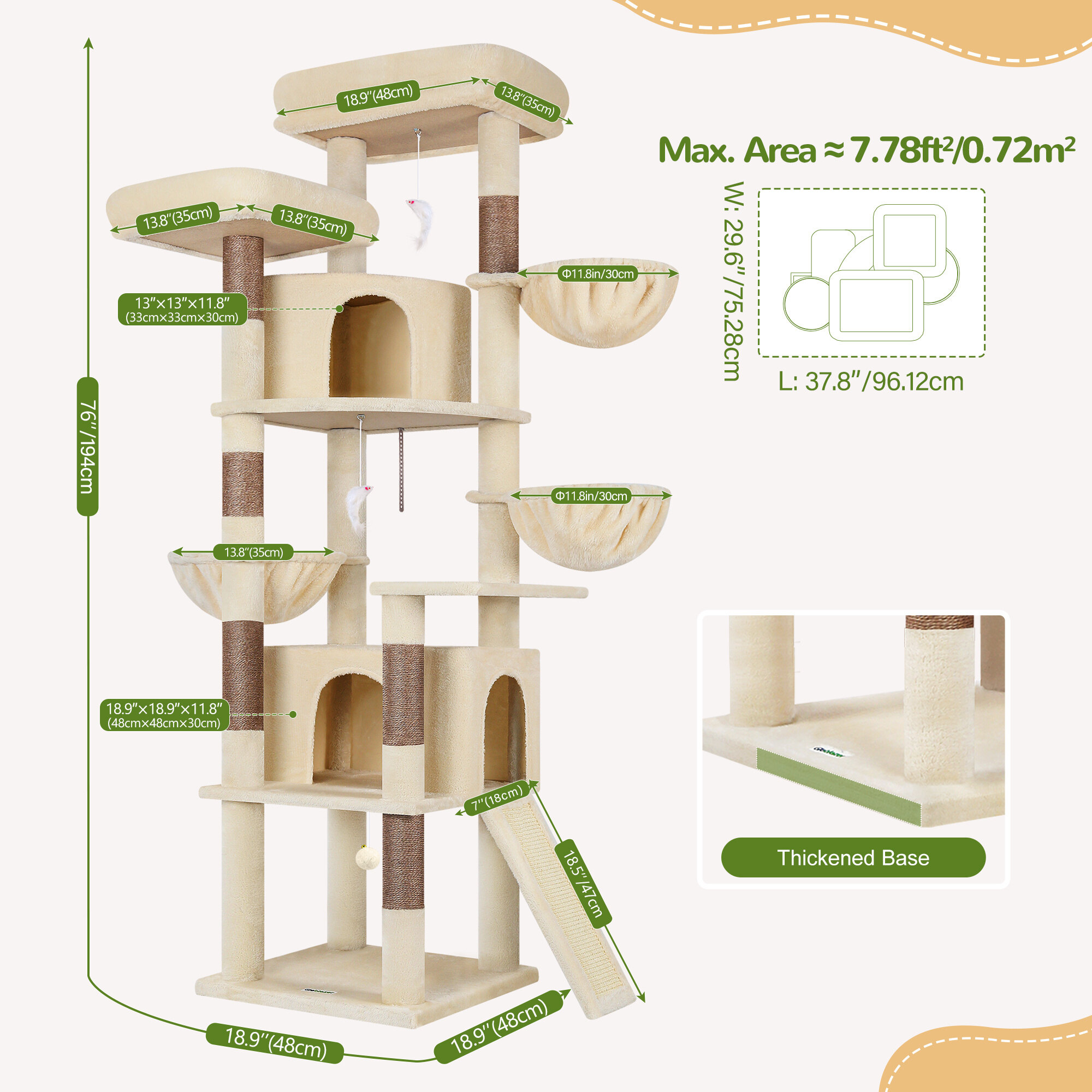 globlazer-f-series-f76c-arbre-chat-beige-76-pouces-familial image 3
