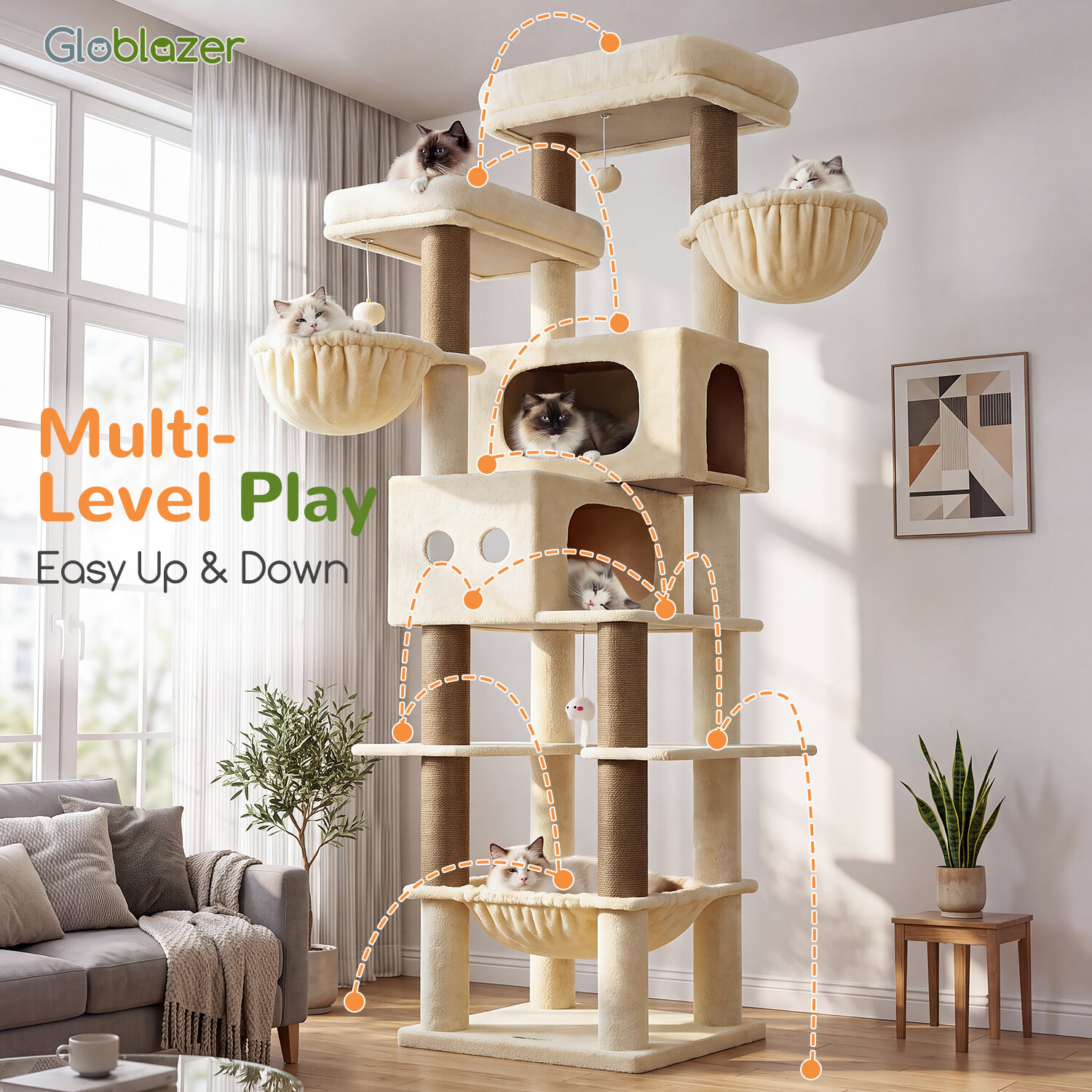 globlazer-f-series-f81e-arbre-chat-beige-81-pouces-xxl image 8