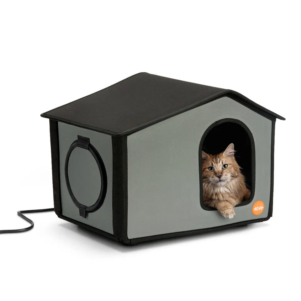 k-h-outdoor-maison-chat-chauffante-grise-isol-e-ext-rieur image 1