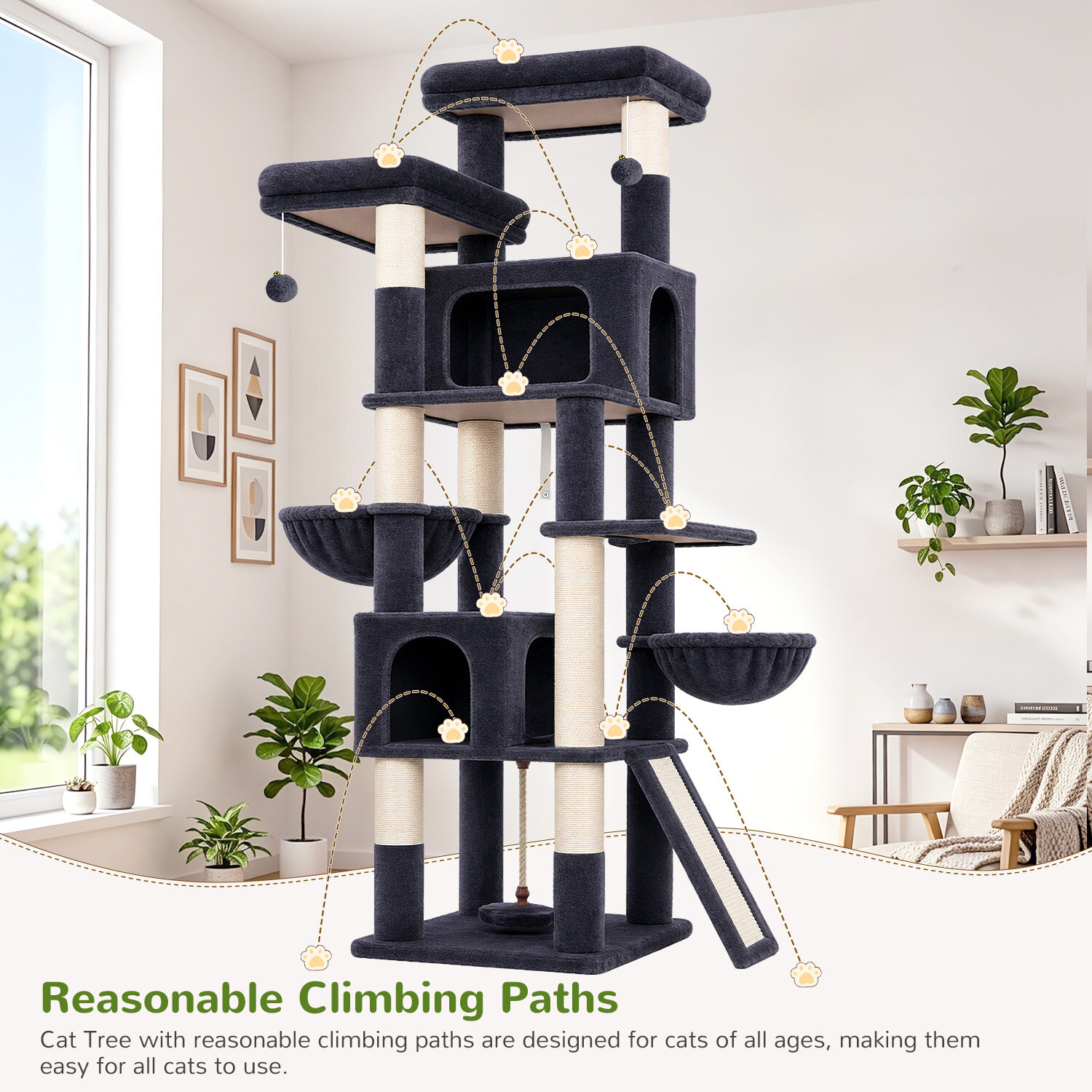 globlazer-f-series-f75b-arbre-chat-gris-fonc-75-pouces-haut image 8