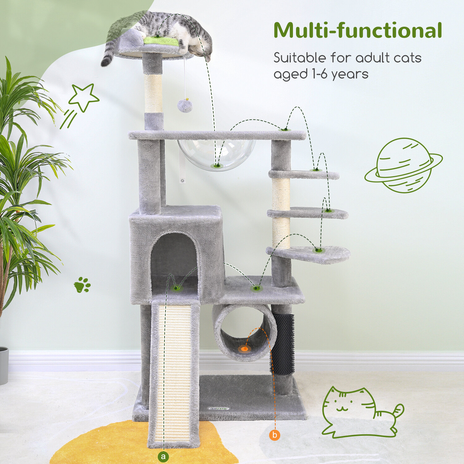 globlazer-f57-arbre-chat-gris-clair-57-pouces-niche image 7