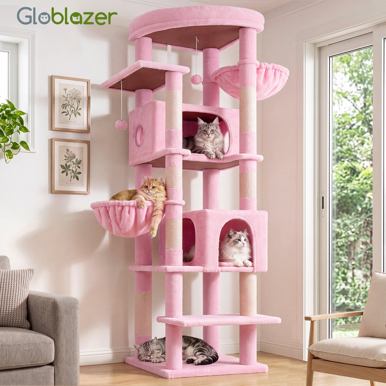 globlazer-s-series-s74-arbre-chat-rose-74-pouces-grand image 8