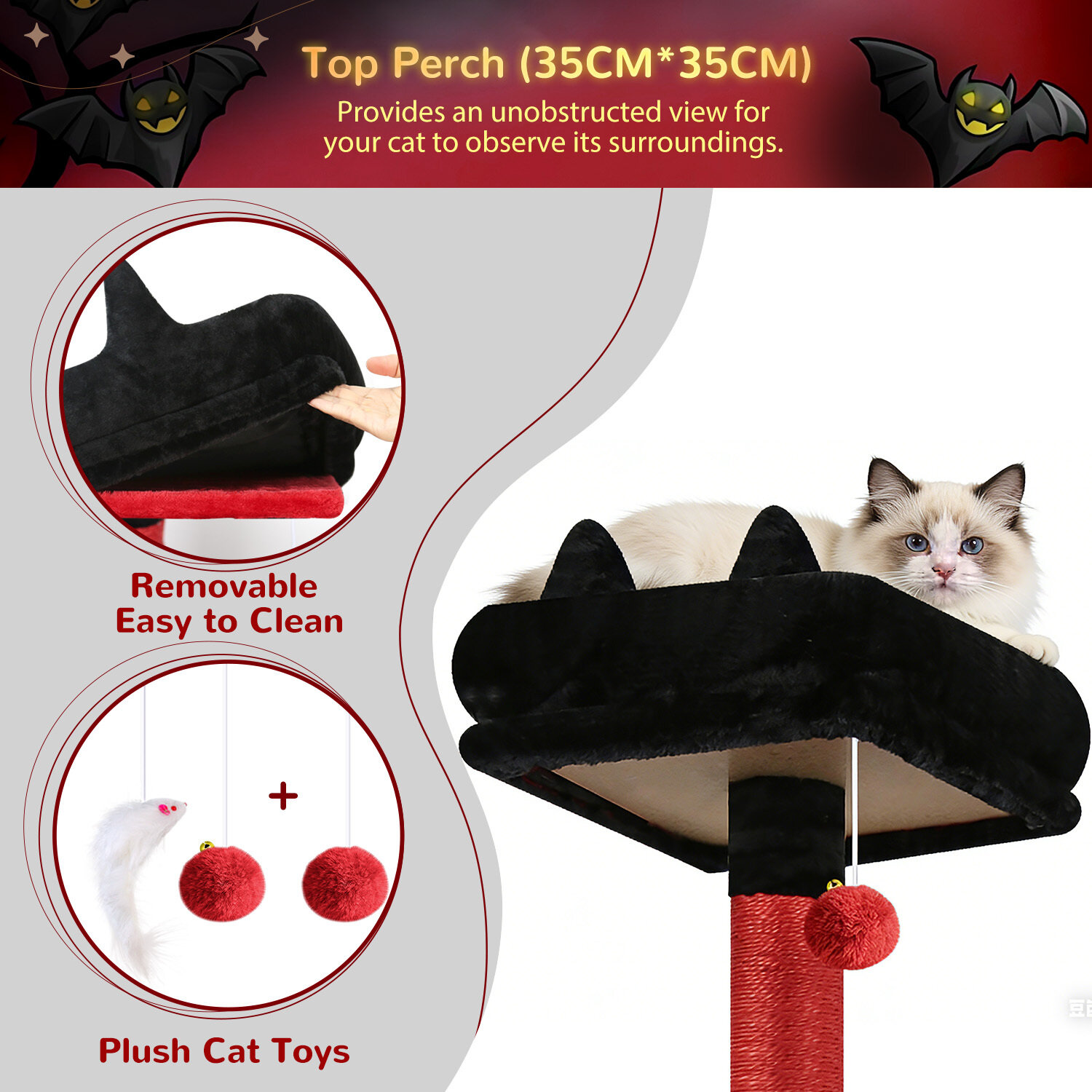 globlazer-s-series-s76b-arbre-chat-rouge-noir-76-pouces image 6