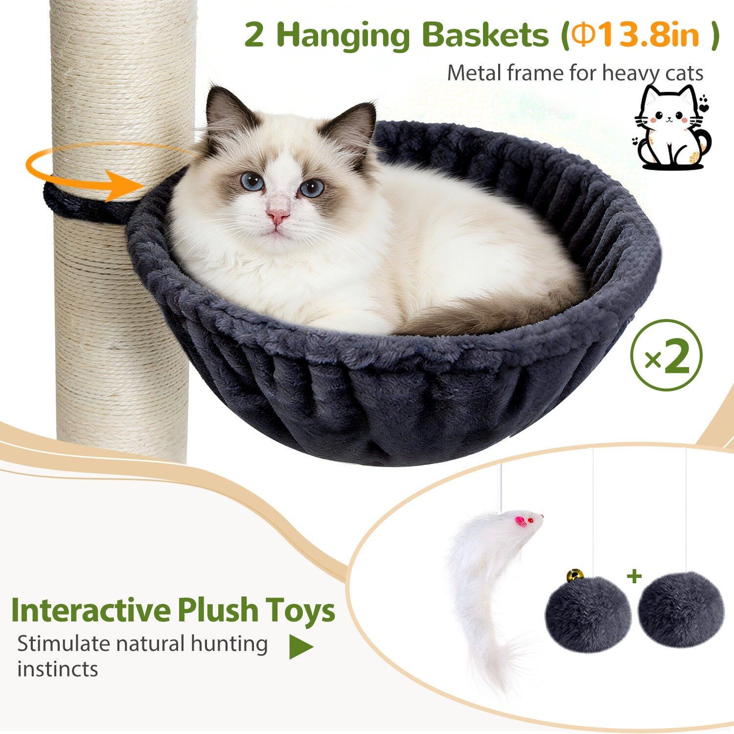 globlazer-s-series-s67-arbre-chat-griffoir-pais-gris-170cm image 7