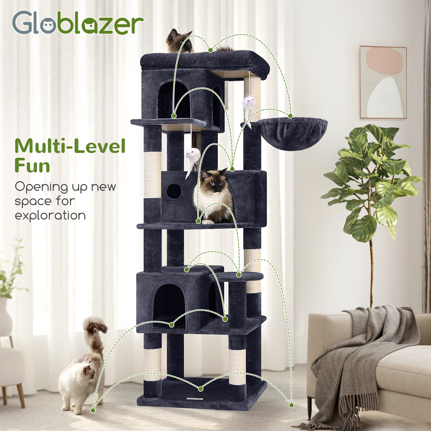 globlazer-f66-arbre-chat-66-pouces-gris-fonc image 8