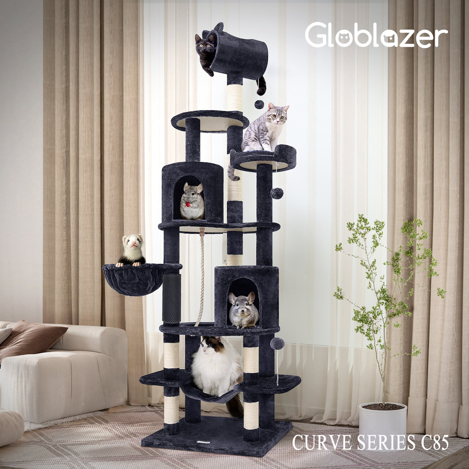 globlazer-c85-arbre-chat-xxl-216-cm-gris-fonc image 7