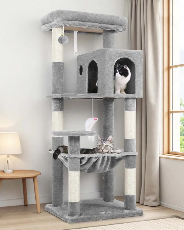globlazer-f53-arbre-chat-135-cm-gris-clair-int-rieur image 1