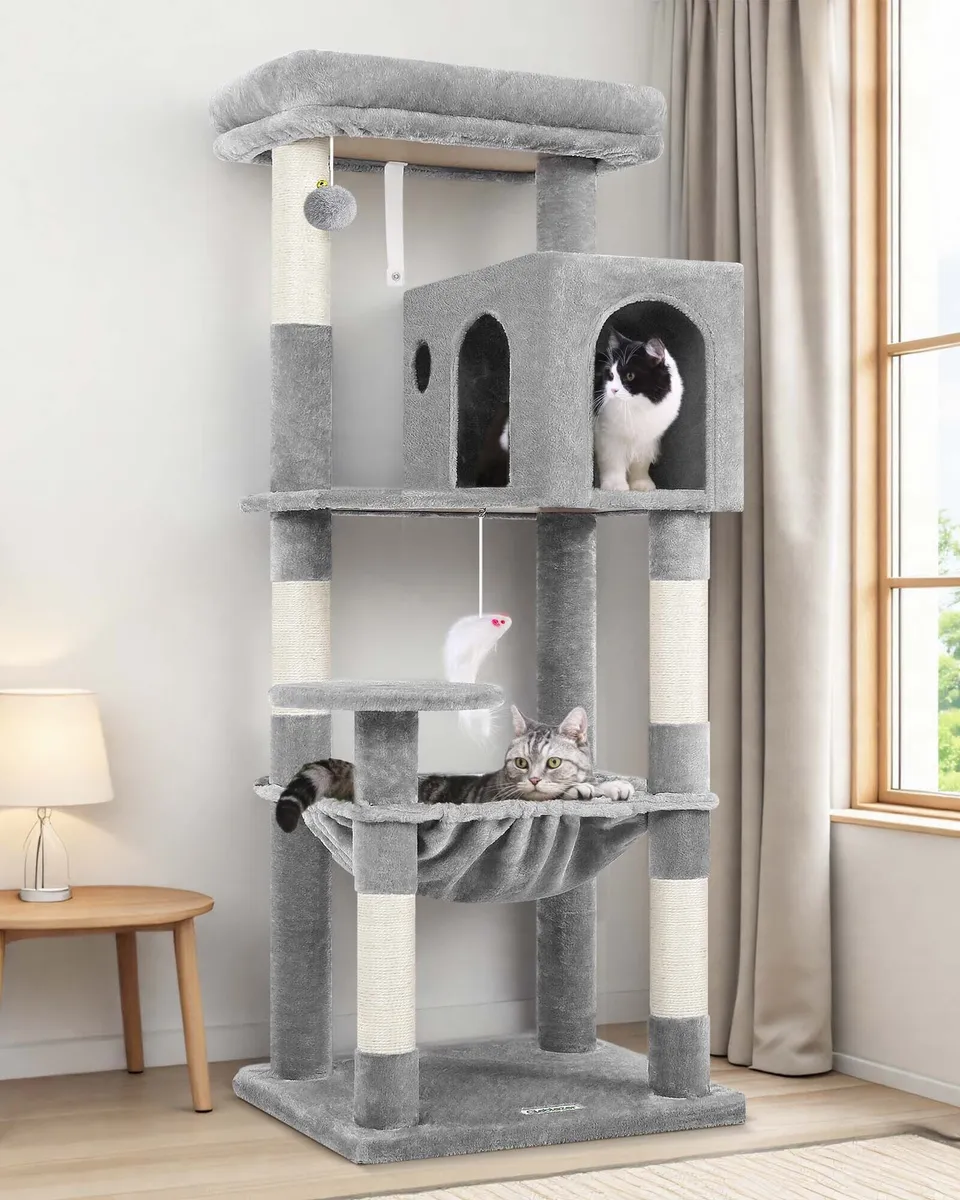 globlazer-f53-arbre-chat-135-cm-gris-clair-int-rieur image 1