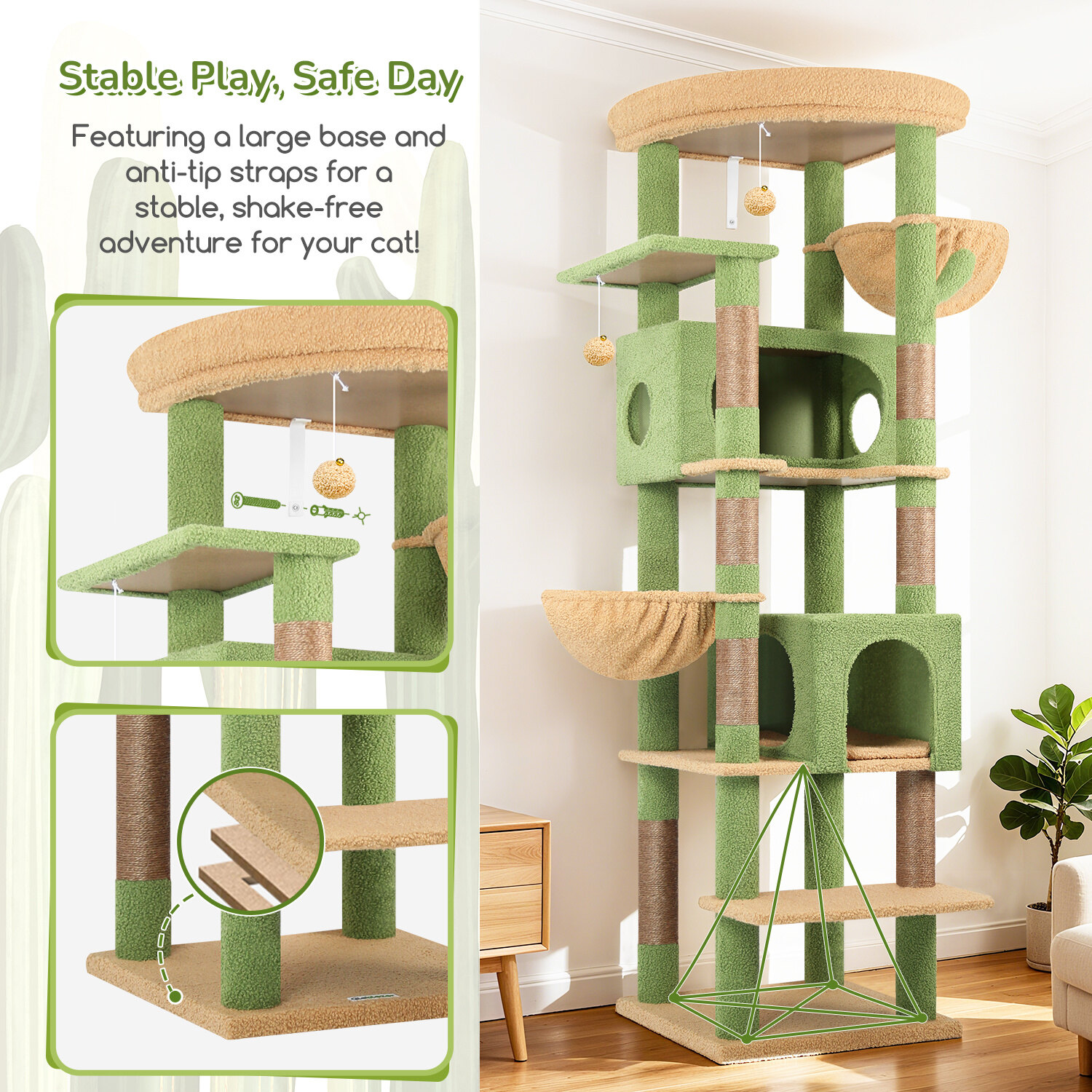 globlazer-s74-arbre-chat-vert-cactus-74-pouces-grand image 6
