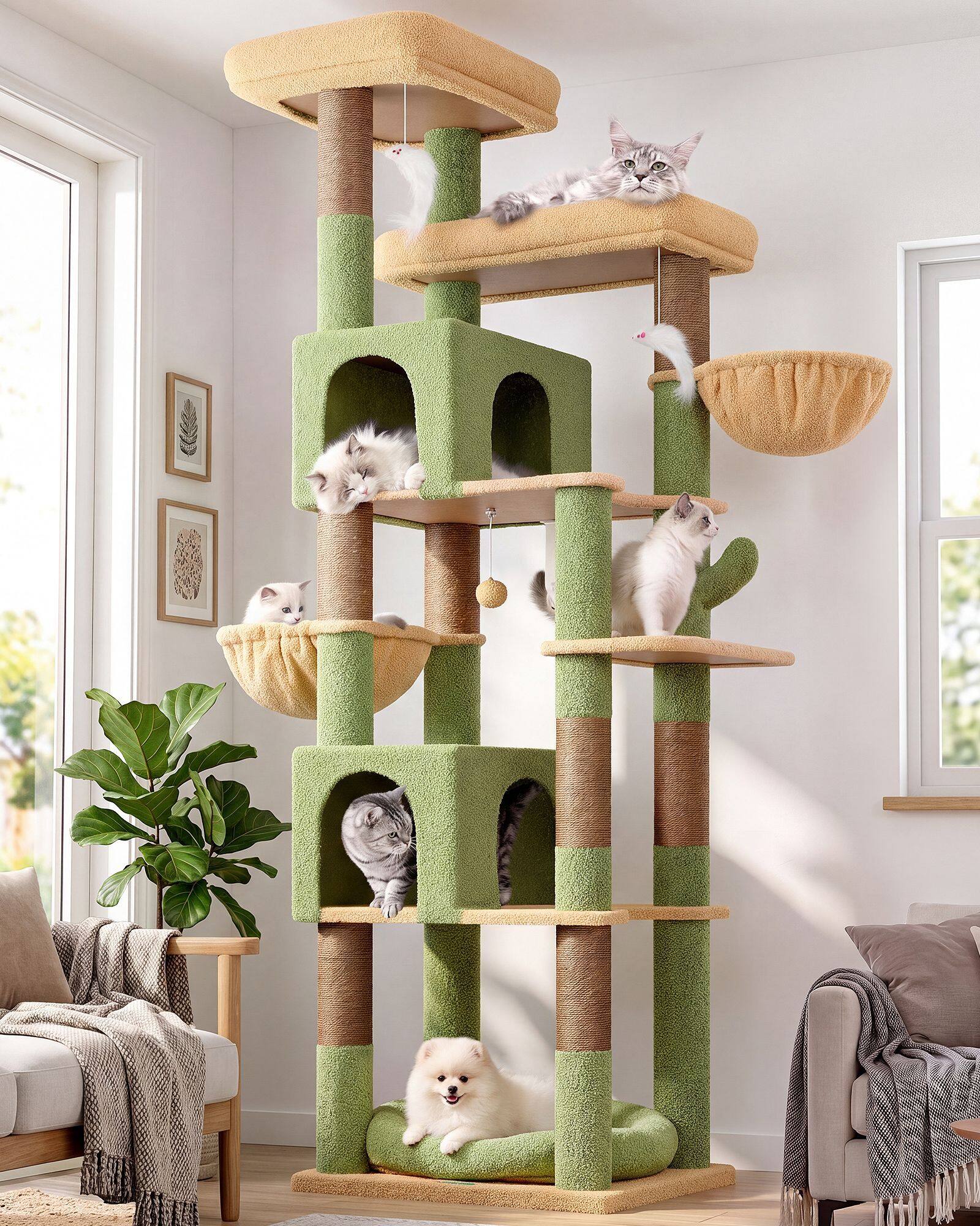 globlazer-s81c-arbre-chat-grand-vert-cactus-206-cm image 1