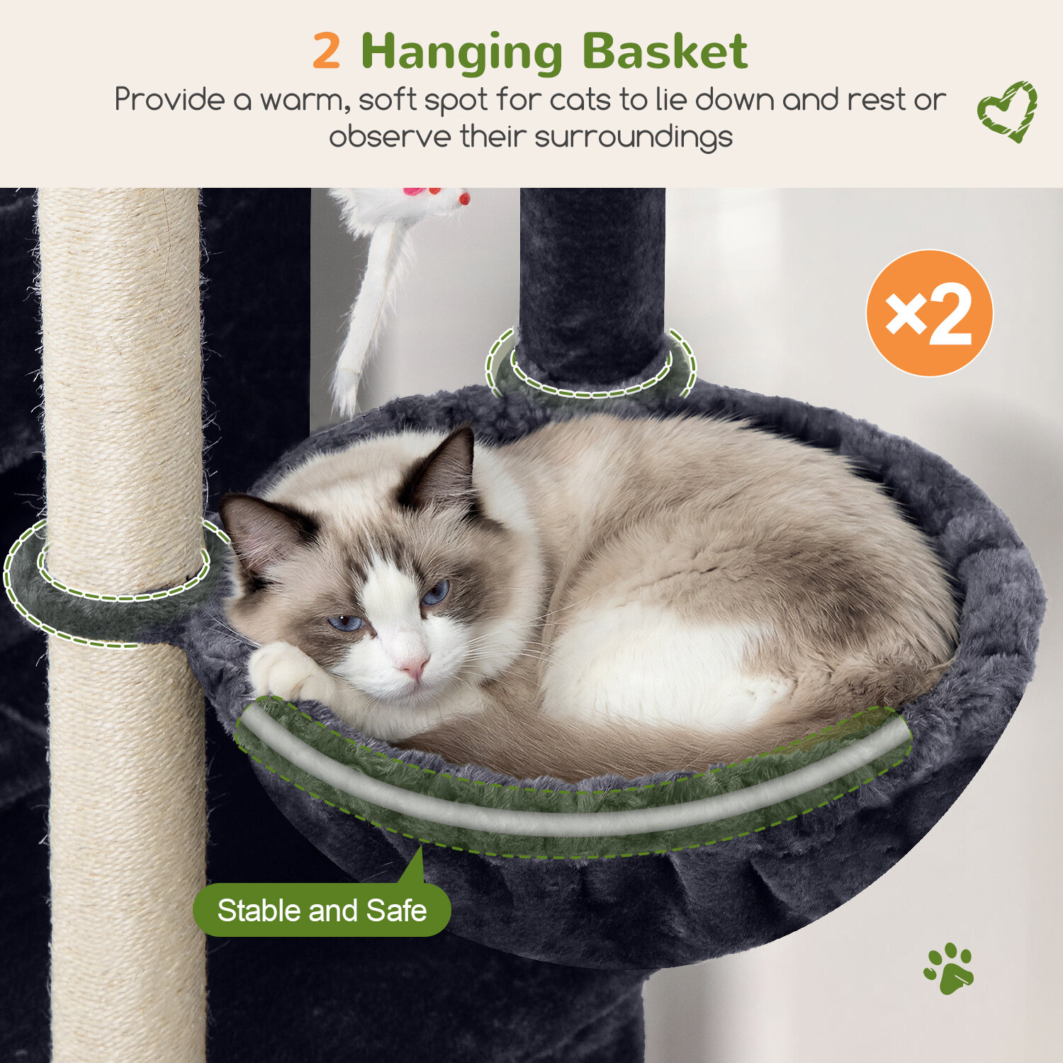 globlazer-s-series-s63-arbre-chat-gris-fonc-160-cm image 6
