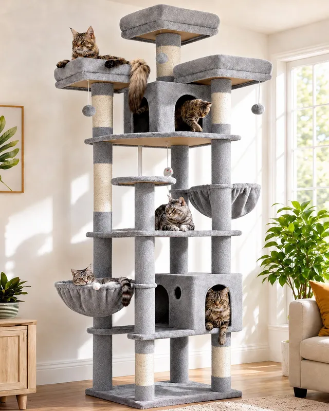 globlazer-f82-arbre-chat-xxl-gris-clair-208-cm image 1