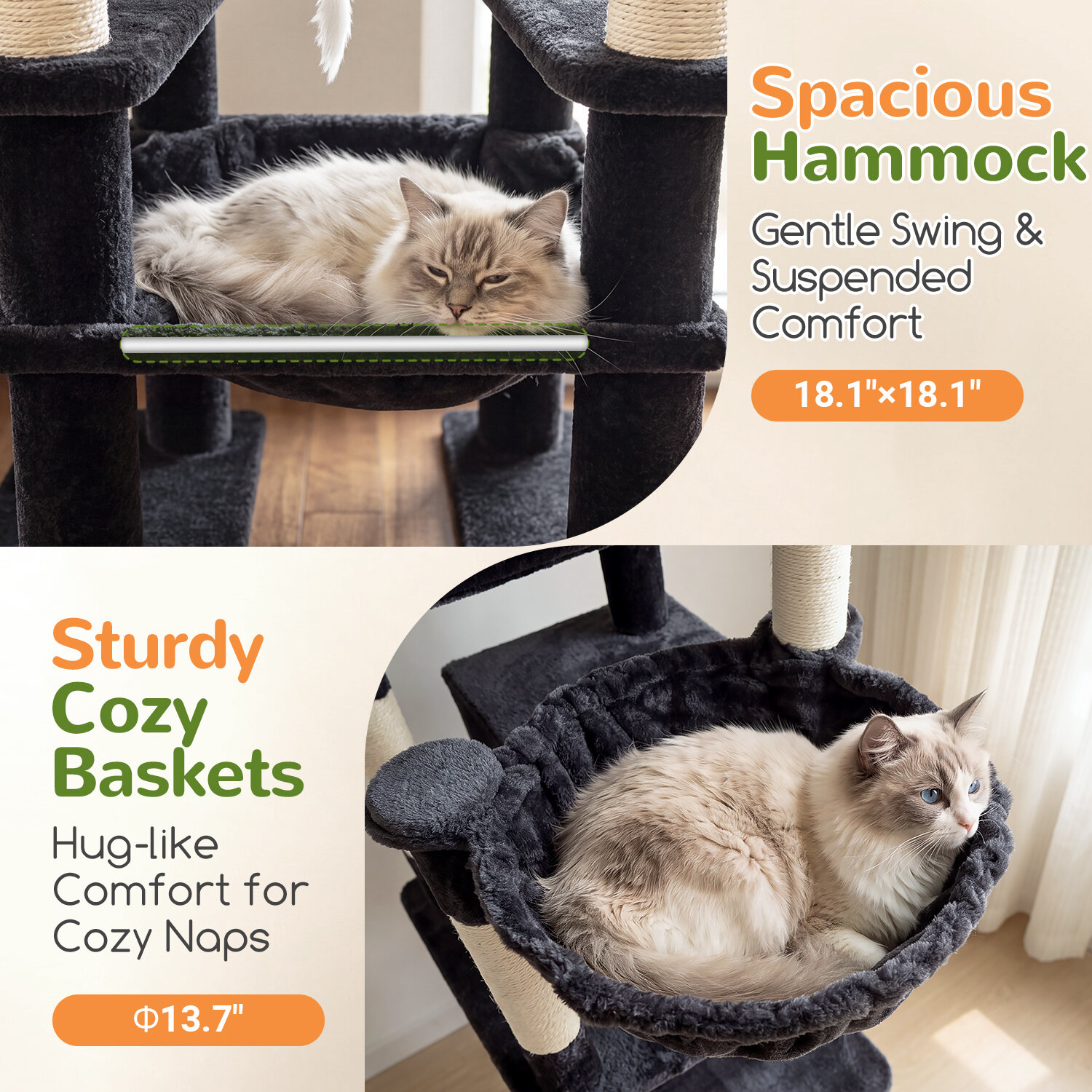 globlazer-f-series-f61b-arbre-chat-gris-fonc-61-pouces-xl image 6