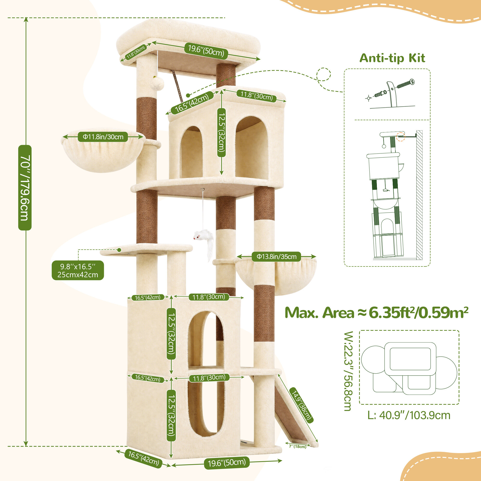globlazer-f-series-f70f-arbre-chat-beige-70-pouces-grand image 3