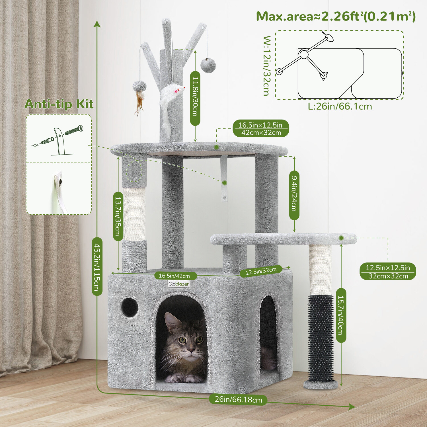 globlazer-f44-arbre-chat-gris-clair-112-cm-compact image 3