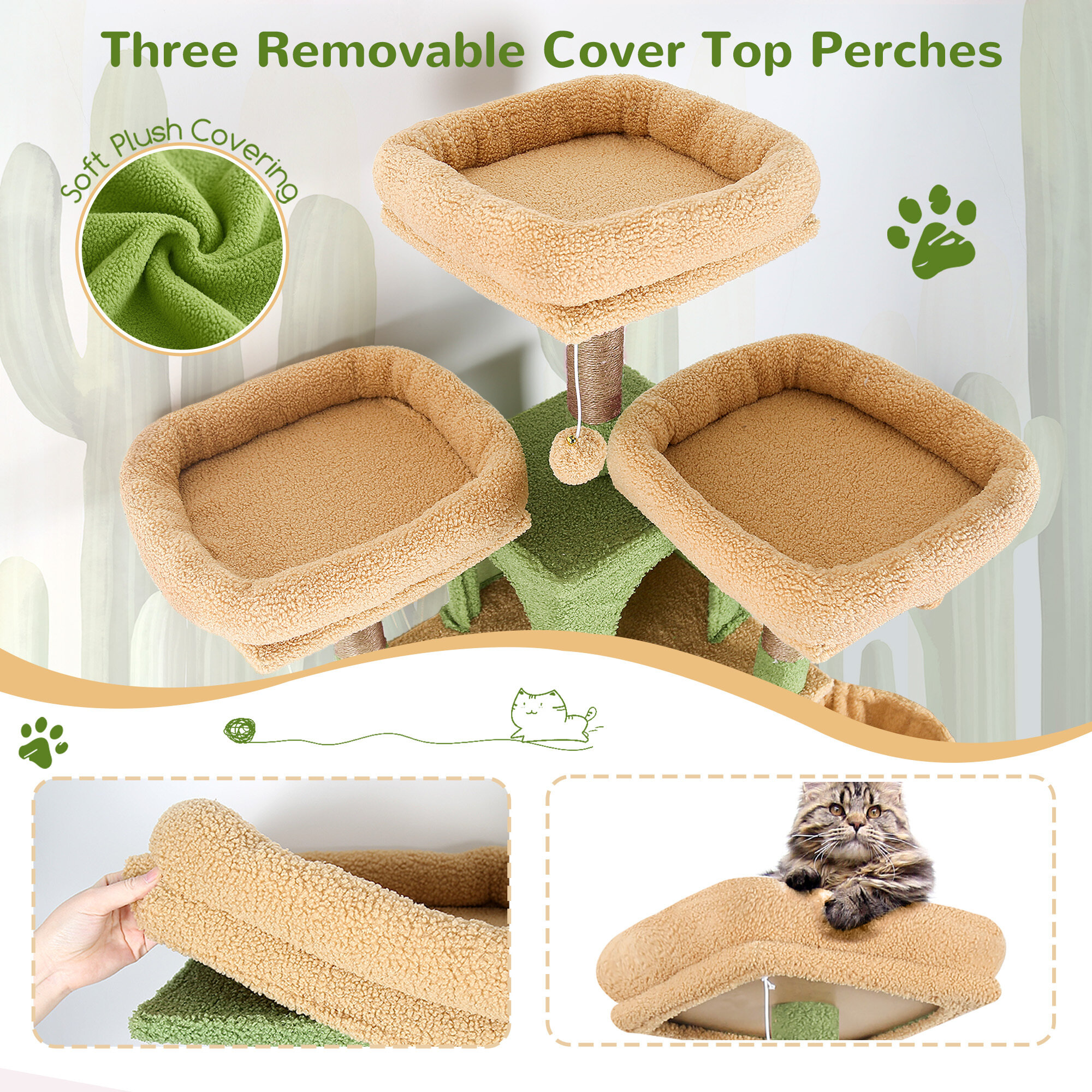 globlazer-f83d-arbre-a-chat-vert-cactus-211-cm image 3