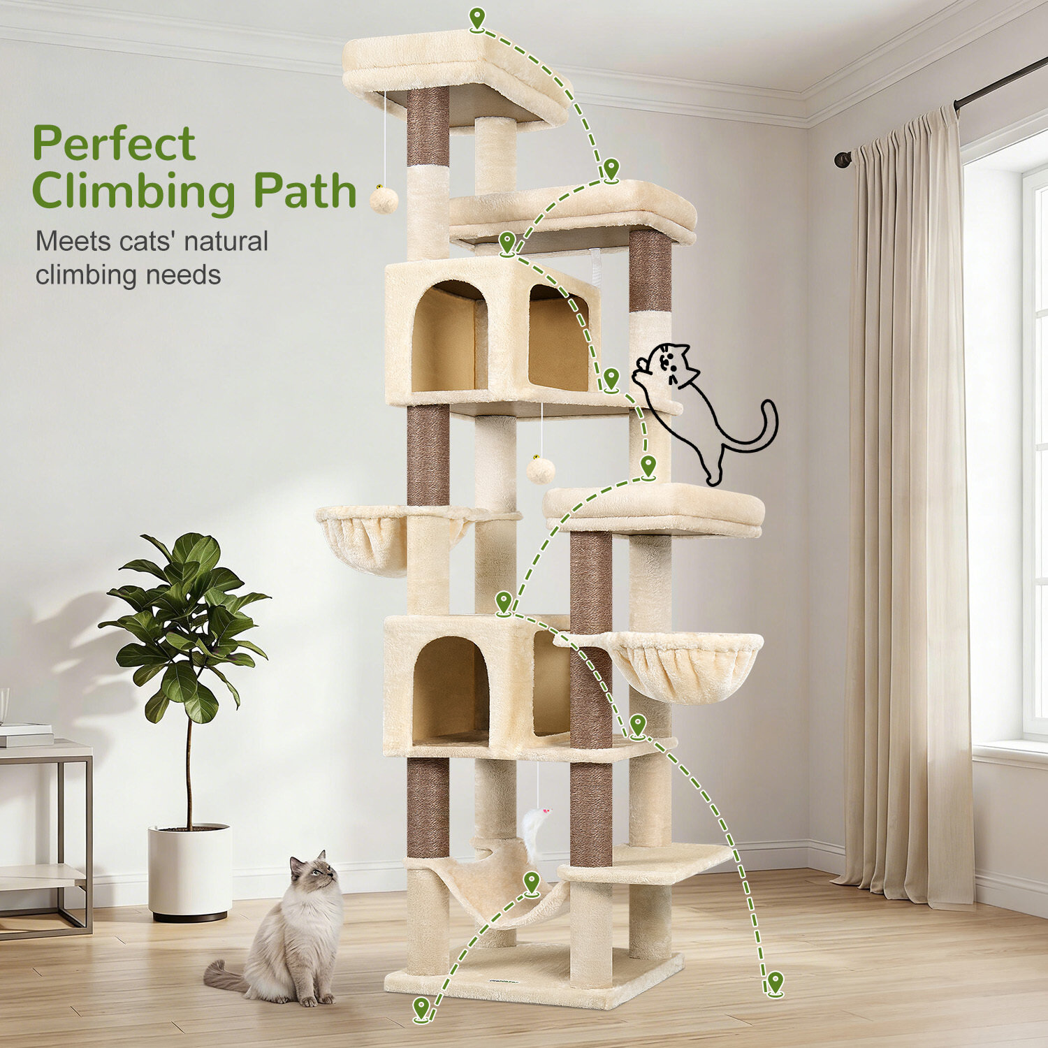 globlazer-f82b-arbre-chat-beige-208-cm image 7