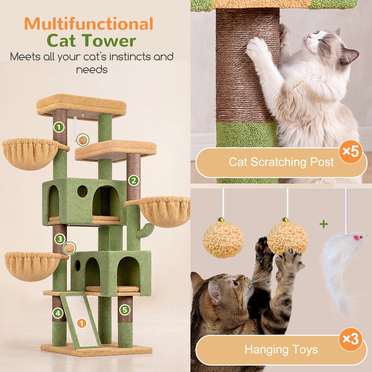 globlazer-f-series-f72g-arbre-chat-vert-cactus-183-cm image 7