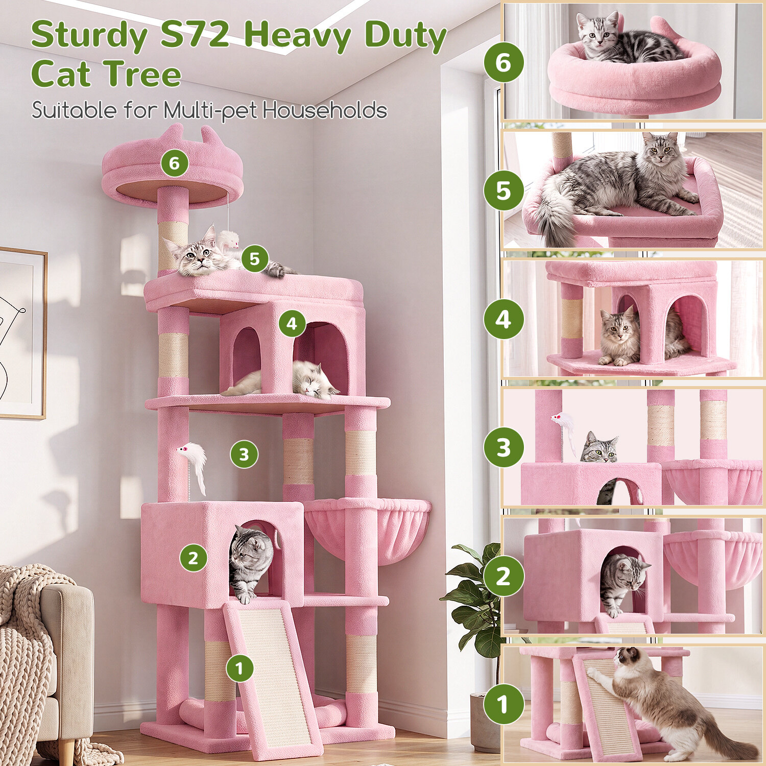 globlazer-s-series-s72-arbre-chat-72-pouces-rose-robuste image 6