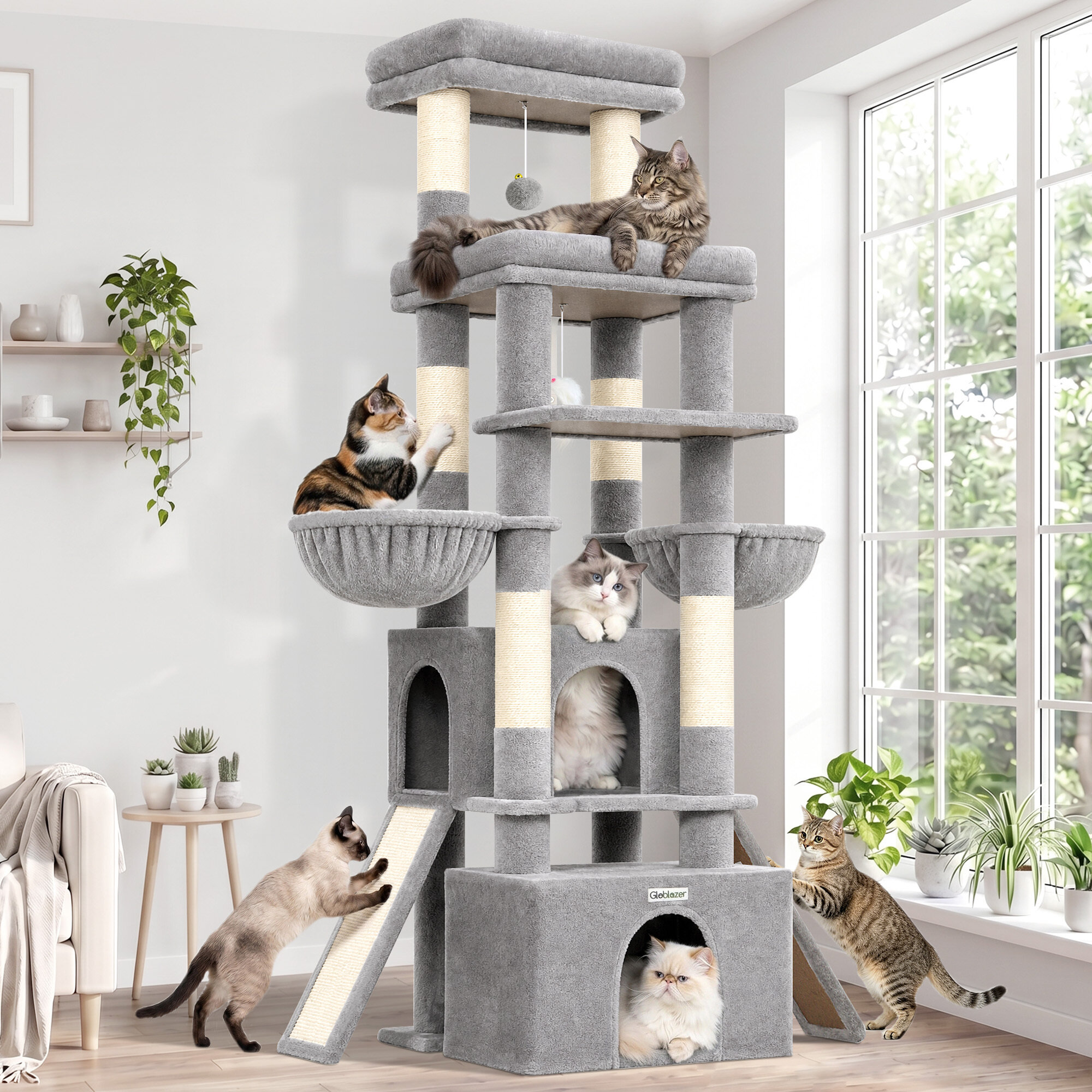 globlazer-f74g-arbre-chat-gris-clair-188-cm-niche image 1