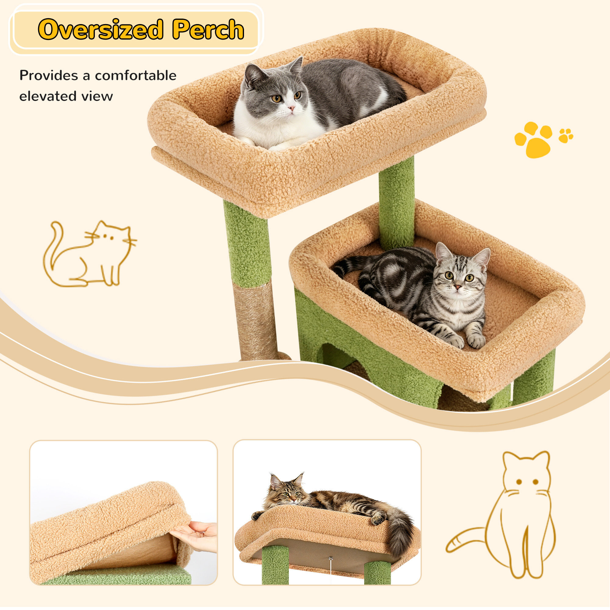 globlazer-s78-arbre-chat-78-pouces-vert-cactus image 4