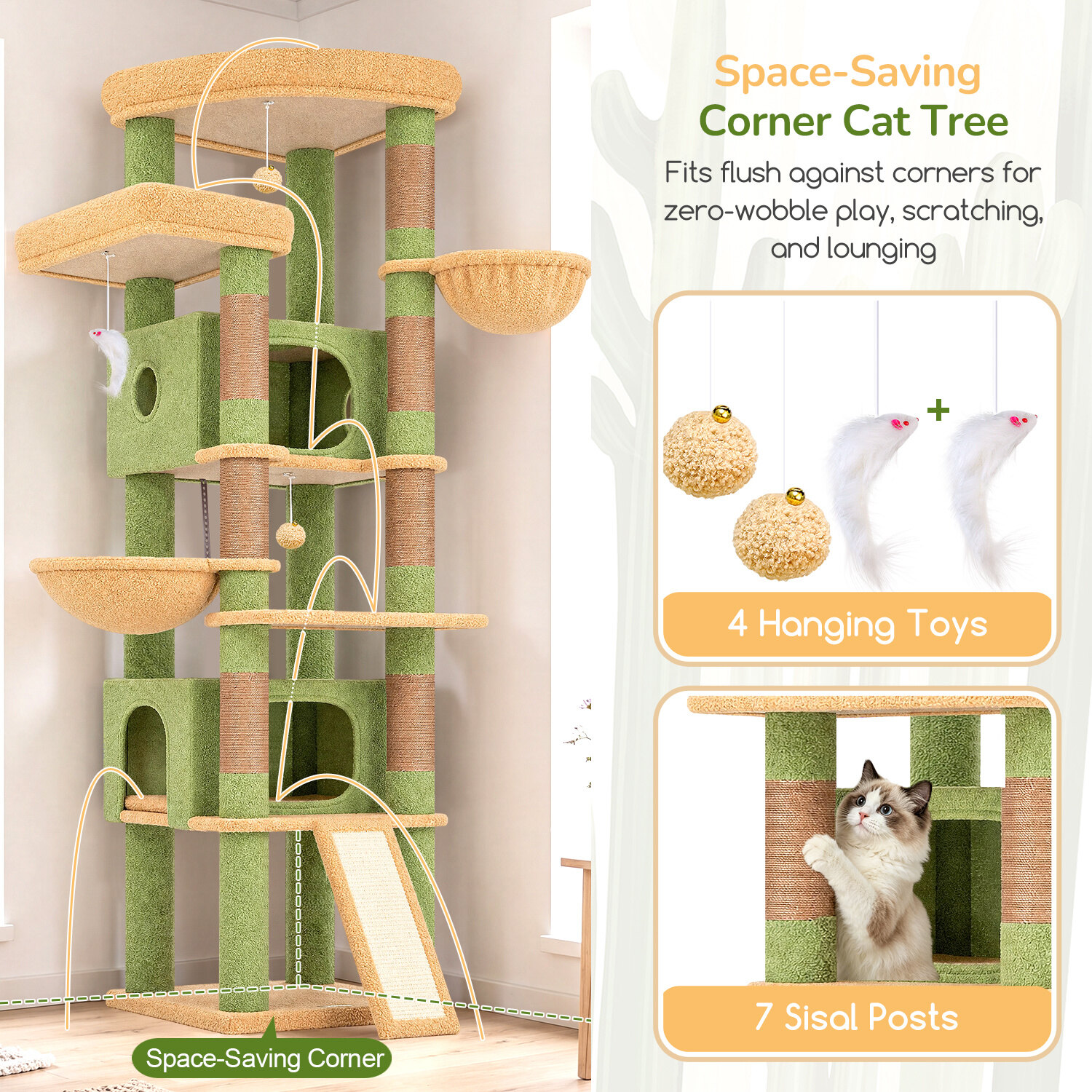 globlazer-s-series-s80c-arbre-chat-vert-cactus-80-pouces image 6