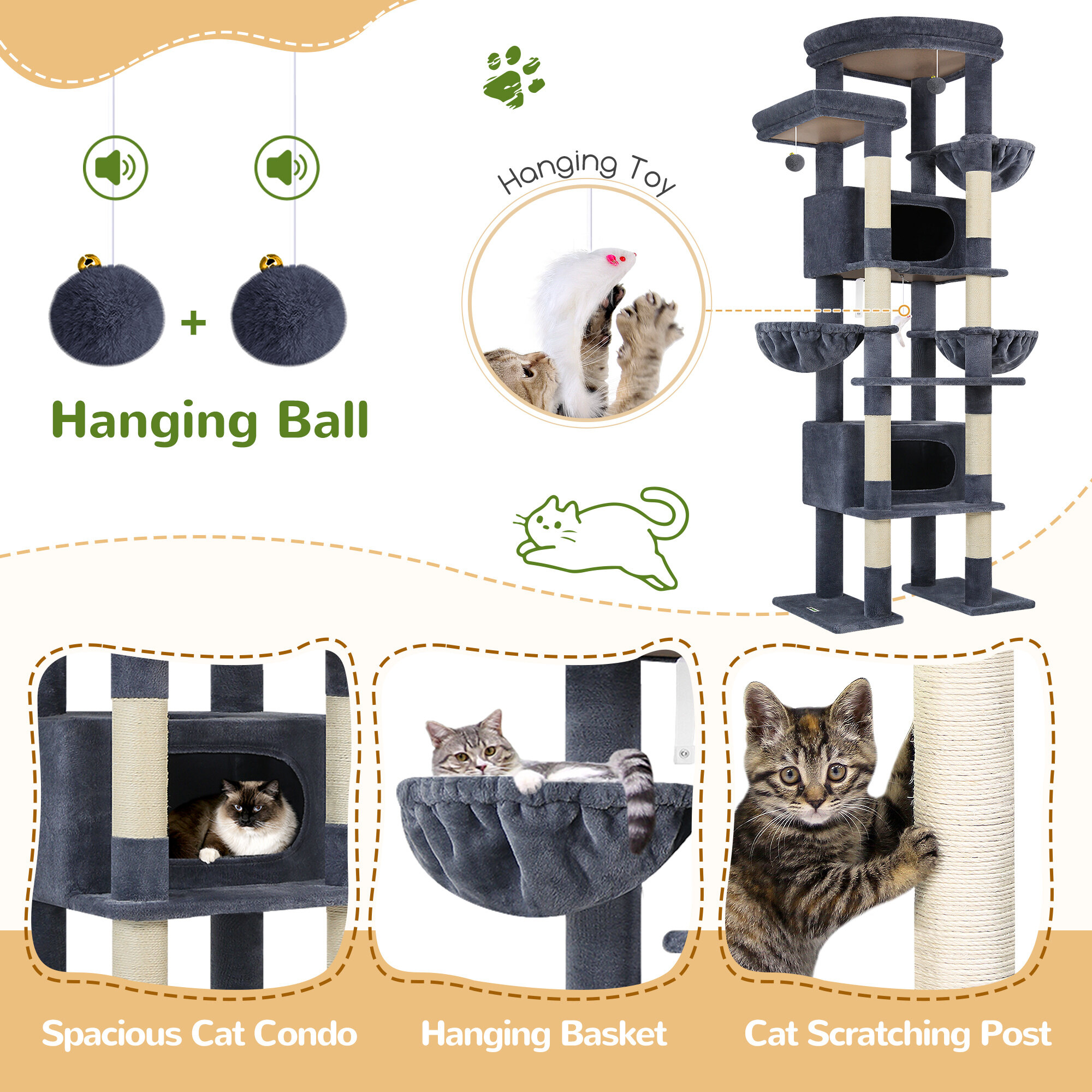 globlazer-f-series-f84-arbre-chat-gris-fonc-213-cm image 7