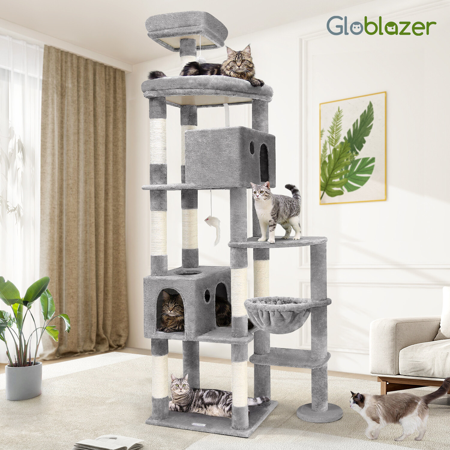 globlazer-f83-f-series-arbre-chat-gris-clair-83-pouces image 3